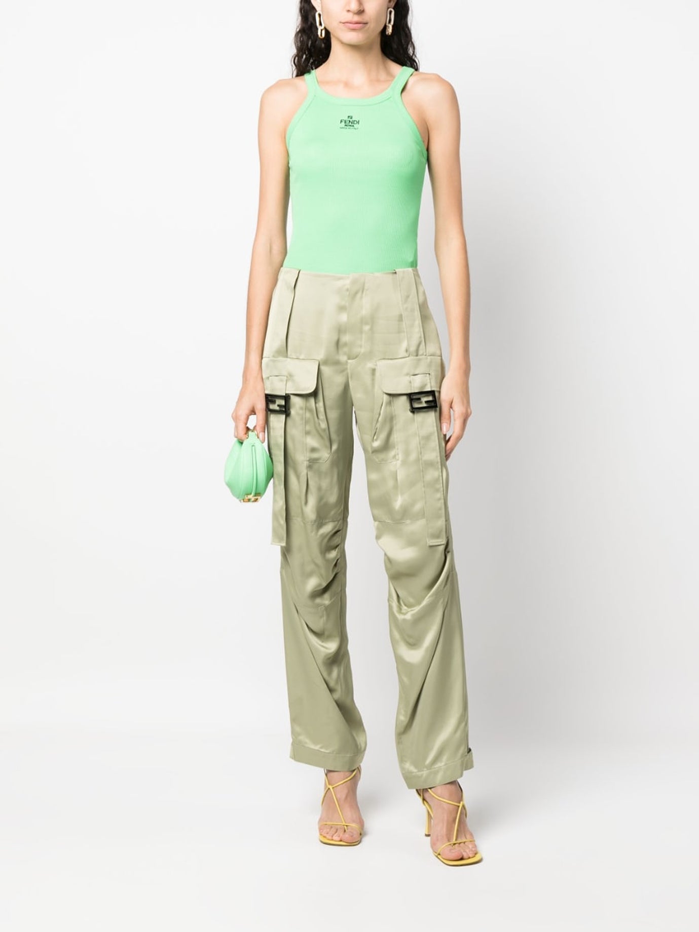 GREEN VISCOSE TROUSERS Fendi