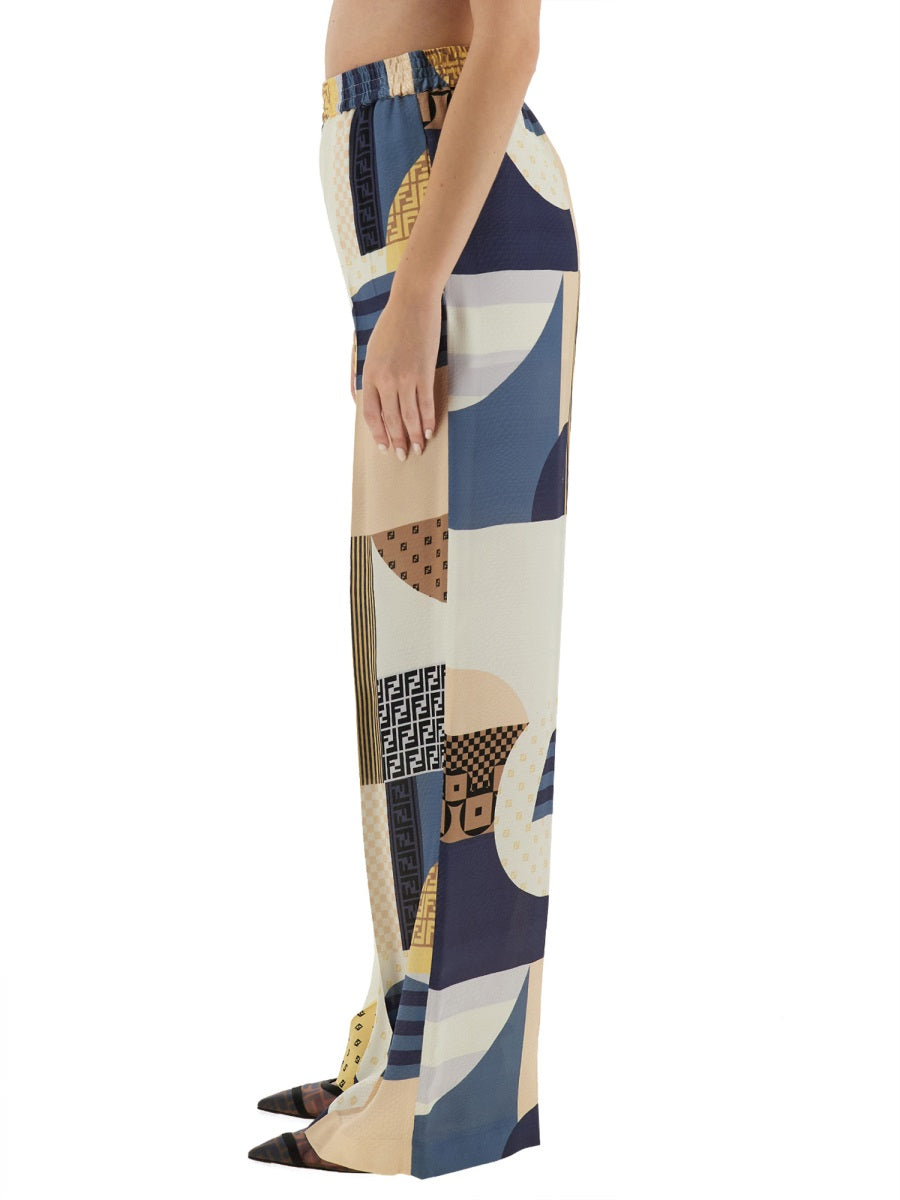 BLUE SILK TROUSERS Fendi