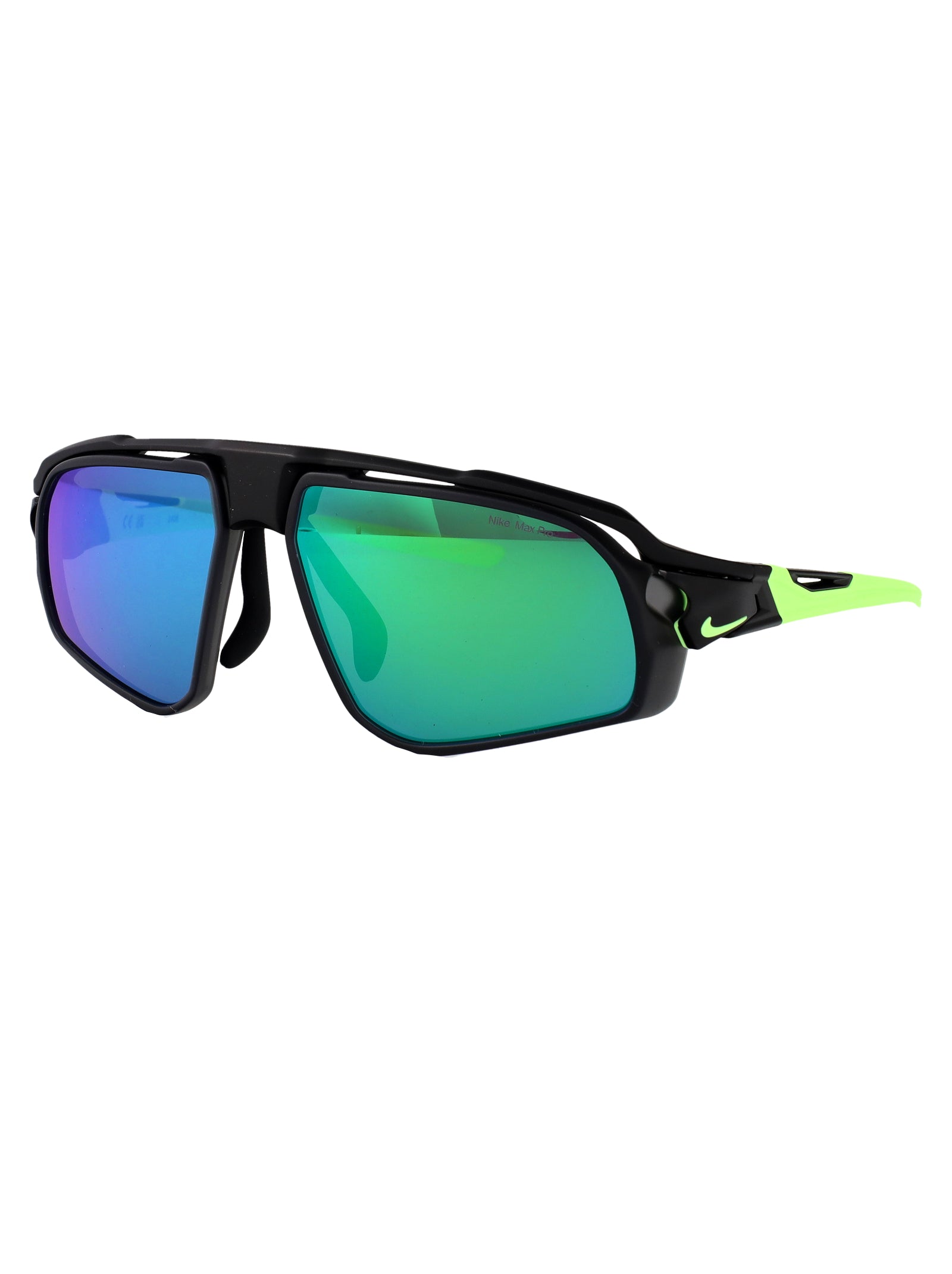 GREY W/ GREEN MIRROR MATTE BLACK ACETATE SUNGLASSES Nike