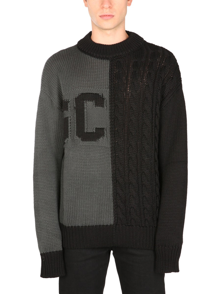 SWEATER WITH LOGO INLAY GCDS CHARCOAL S