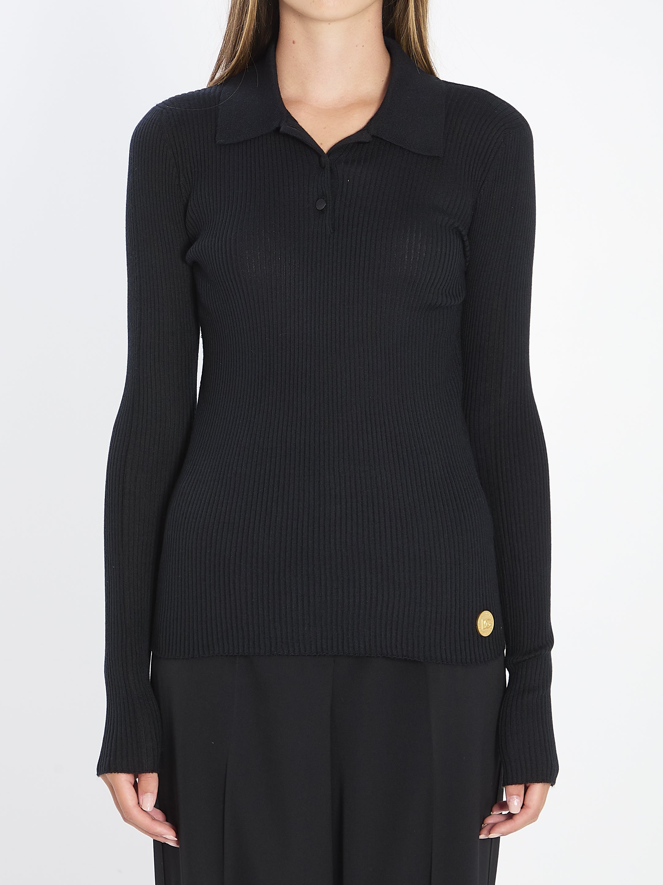LONG-SLEEVE POLO SHIRT Dolce & Gabbana BLACK 40