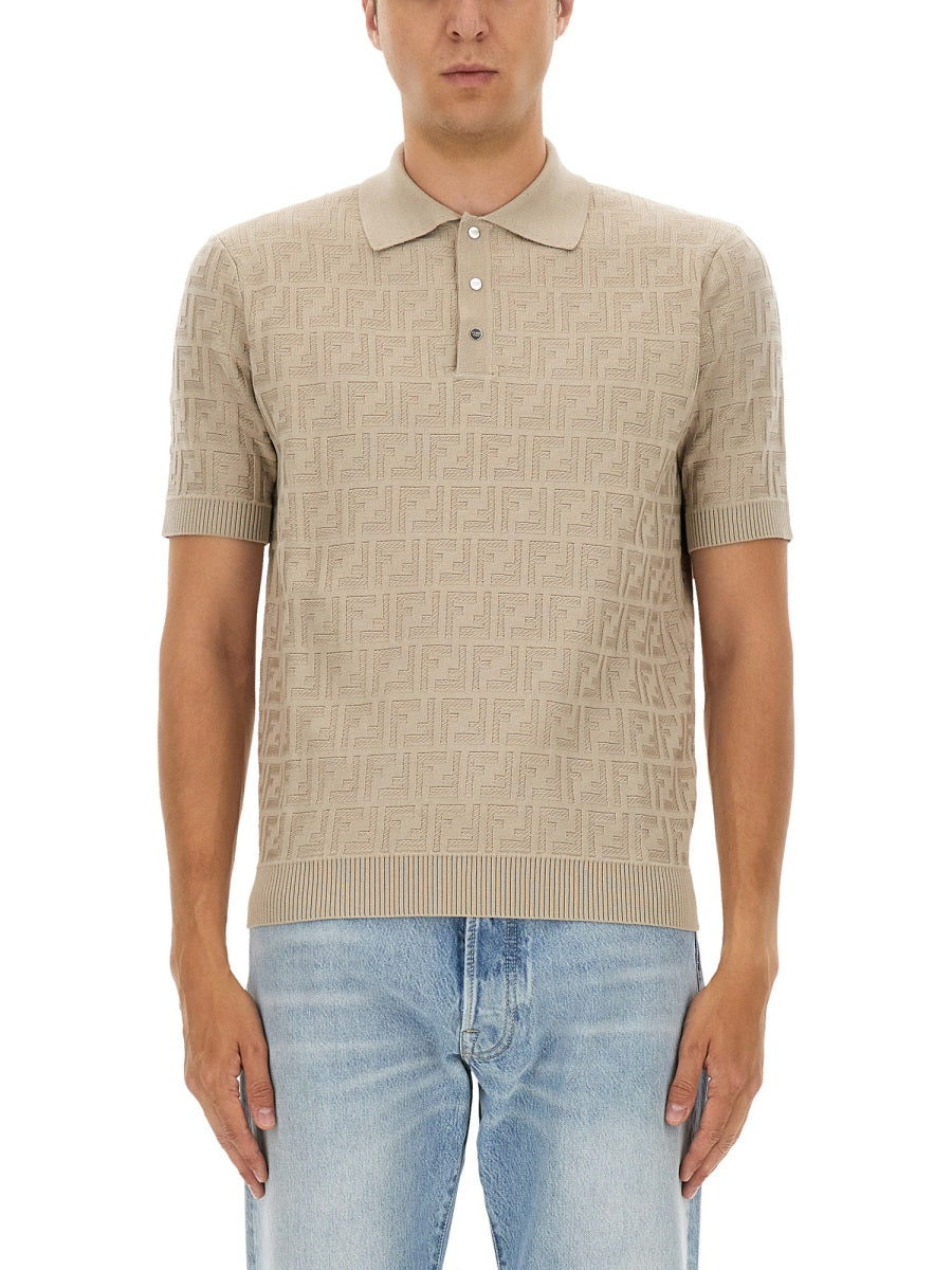 GREY COTTON POLO SHIRTS Fendi