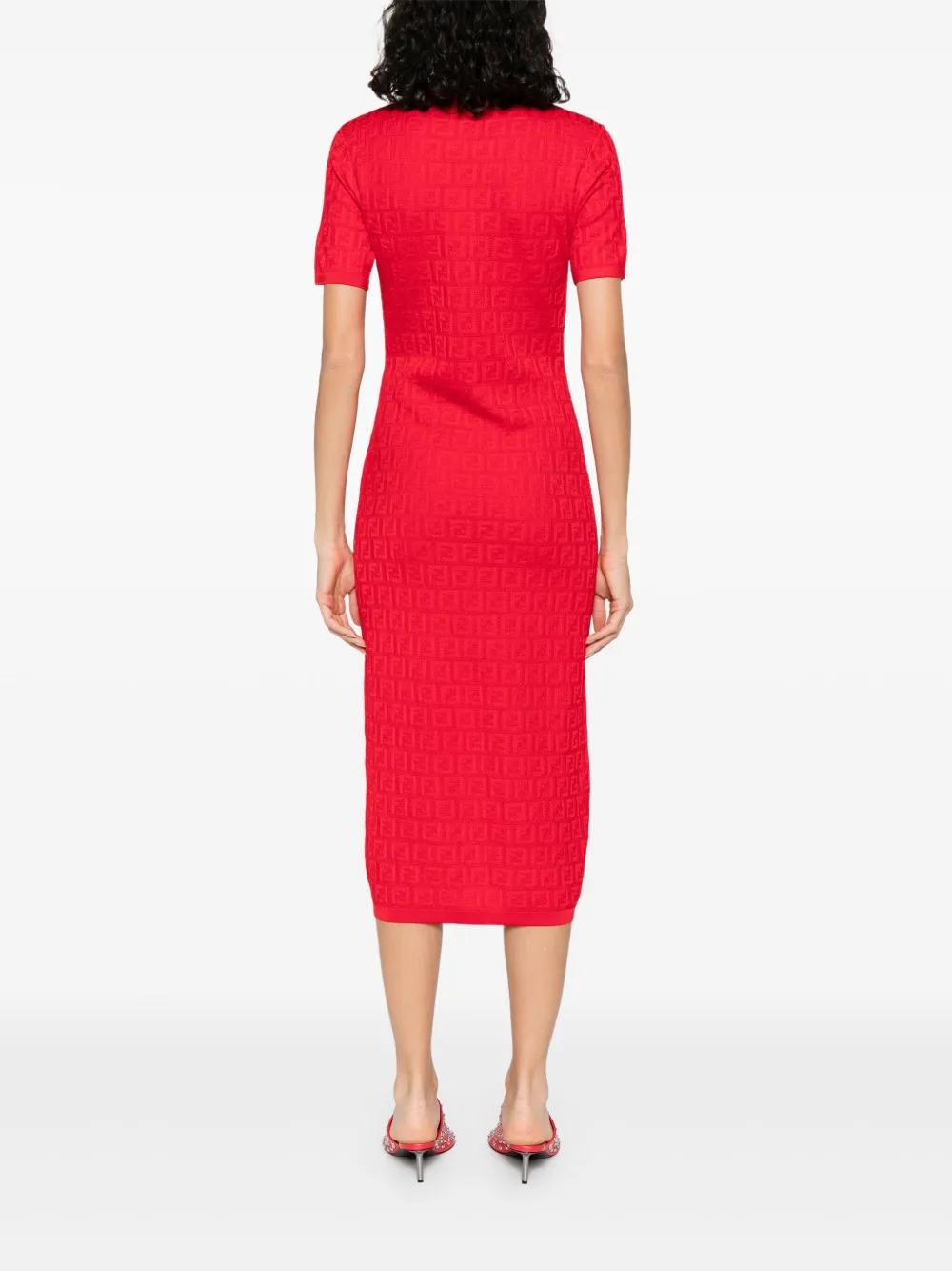 FF COTTON AND VISCOSE FITTED MIDI DRESS Fendi
