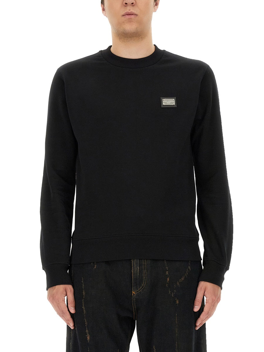 SWEATSHIRT WITH LOGO PLAQUE Dolce & Gabbana BLACK 48