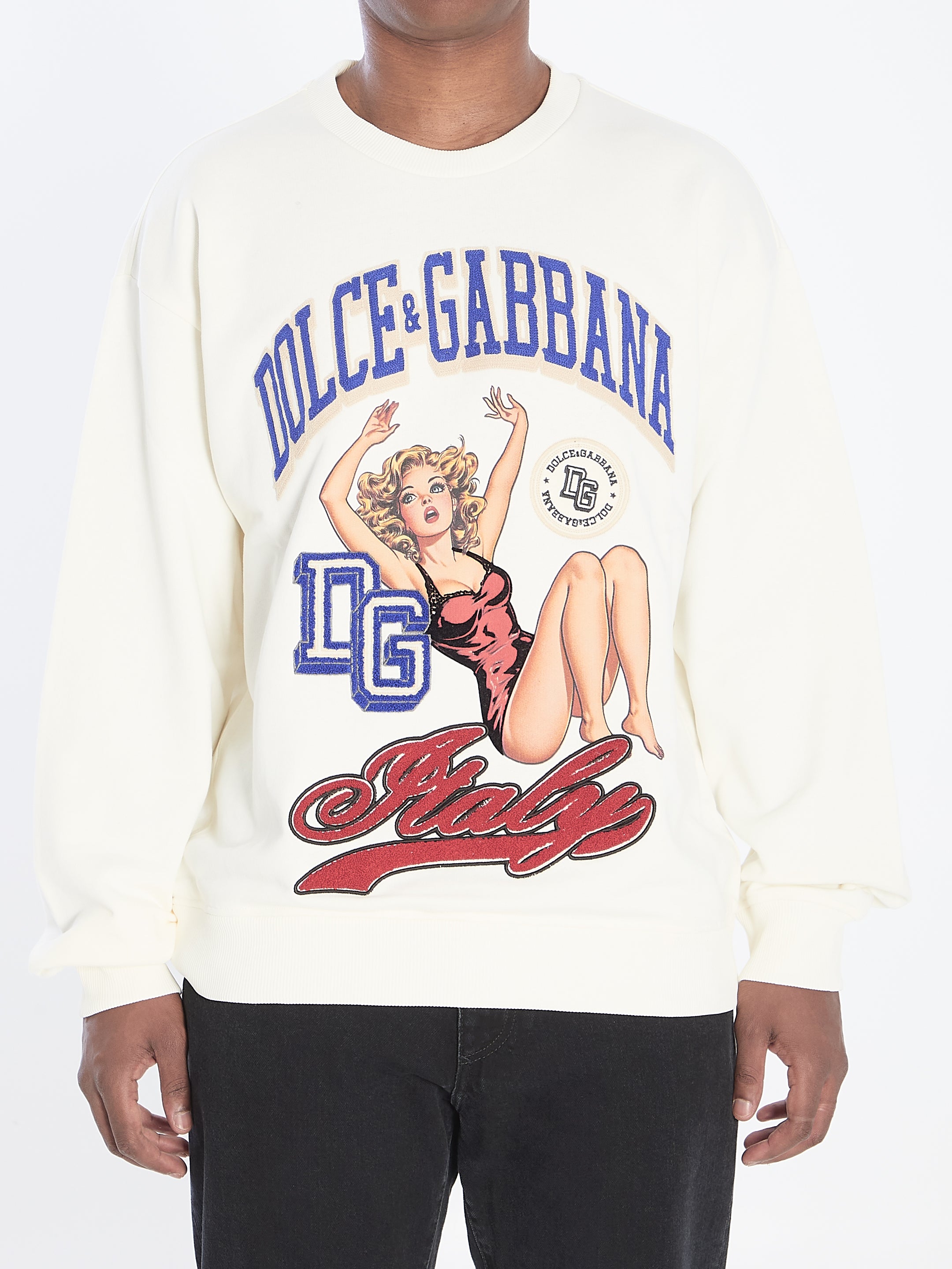 SWEATSHIRT WITH PIN-UP PRINT Dolce & Gabbana CREAM 48