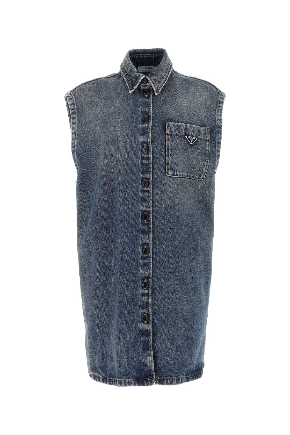 DENIM SLEEVELESS SHIRT Prada BLUE 38