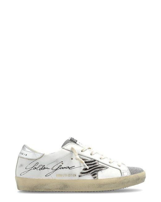 SUPER-STAR LEATHER UPPER WITH SIGNA Golden Goose WHITE/SILVER/WHITE BLACK ZEBRA 38