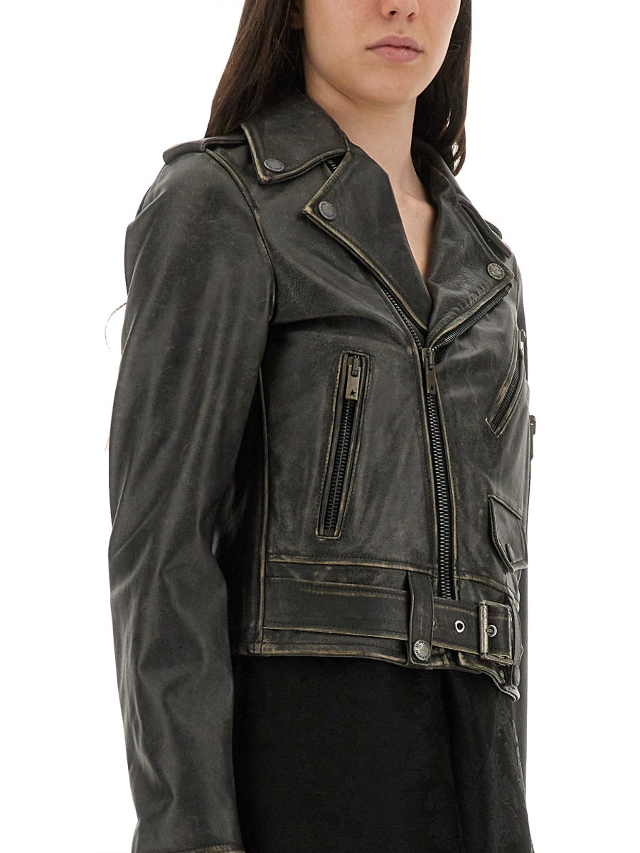 BLACK LEATHER CLOTHING JACKETS Golden Goose