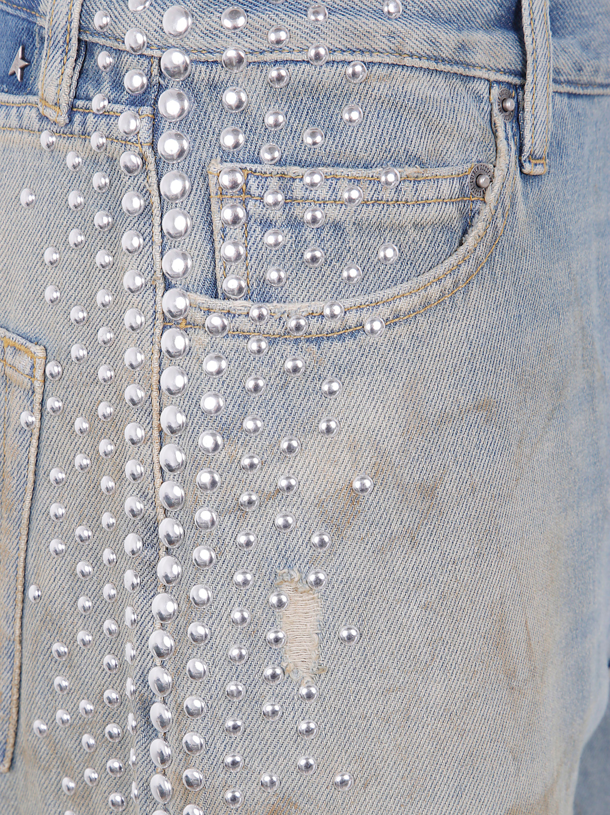 "JOURNEY W`S" MELODY BOYFRIEND PANT COTTON DENIM OFFICINA WASH WITH STUDS ON SIDE Golden Goose