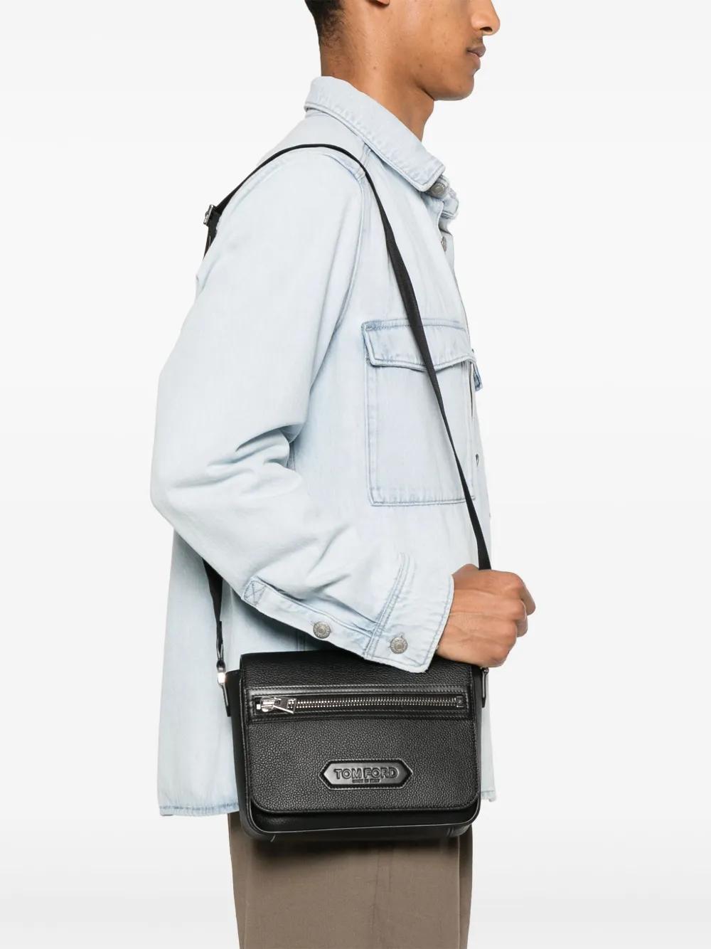 BLACK LEATHER SMALL TRAVELLER CROSSBODY BAG Tom Ford