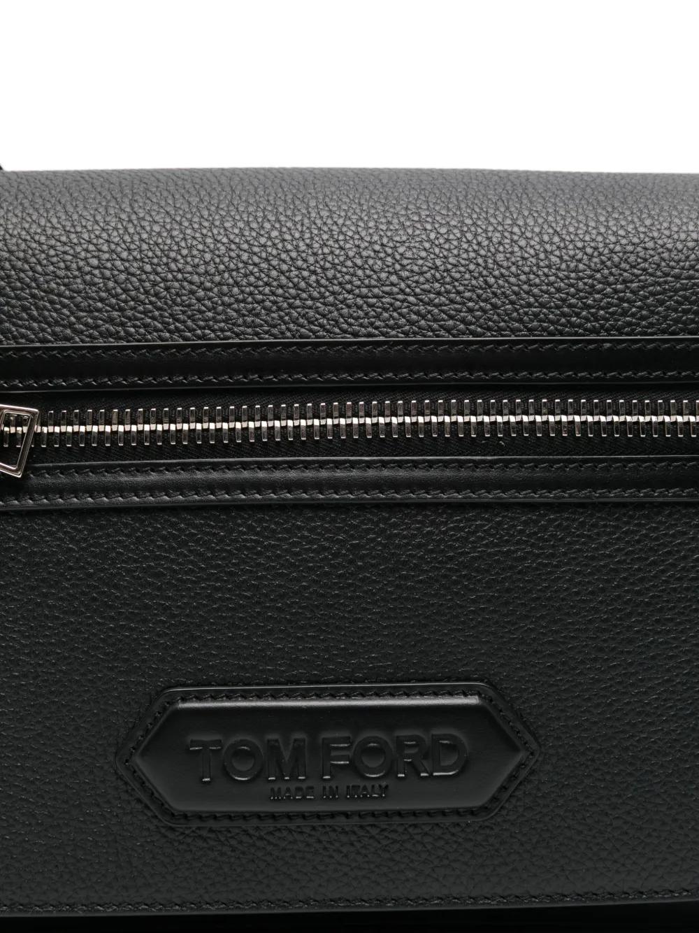 BLACK LEATHER SMALL TRAVELLER CROSSBODY BAG Tom Ford