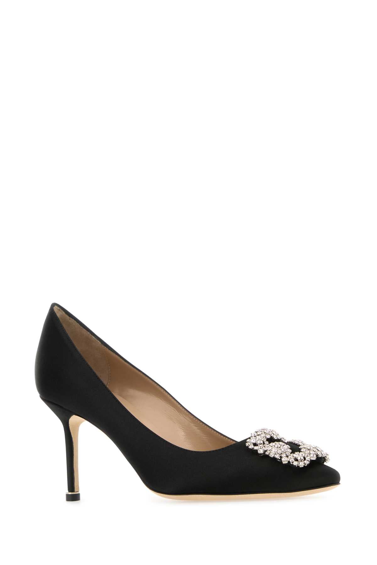 BLACK SATIN HANGISI PUMPS Manolo Blahnik