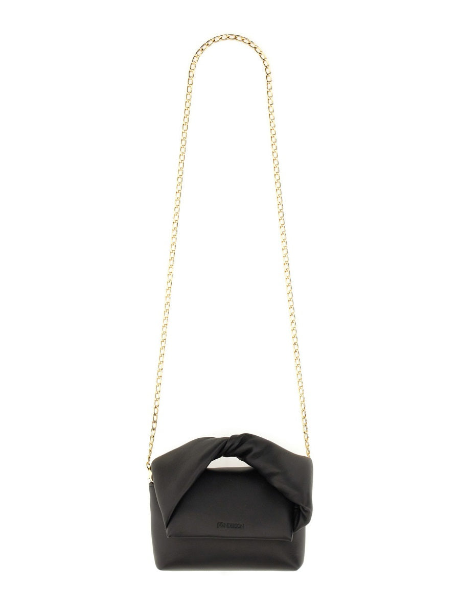 BLACK LEATHER SMALL TWISTER HANDBAG Jw Anderson