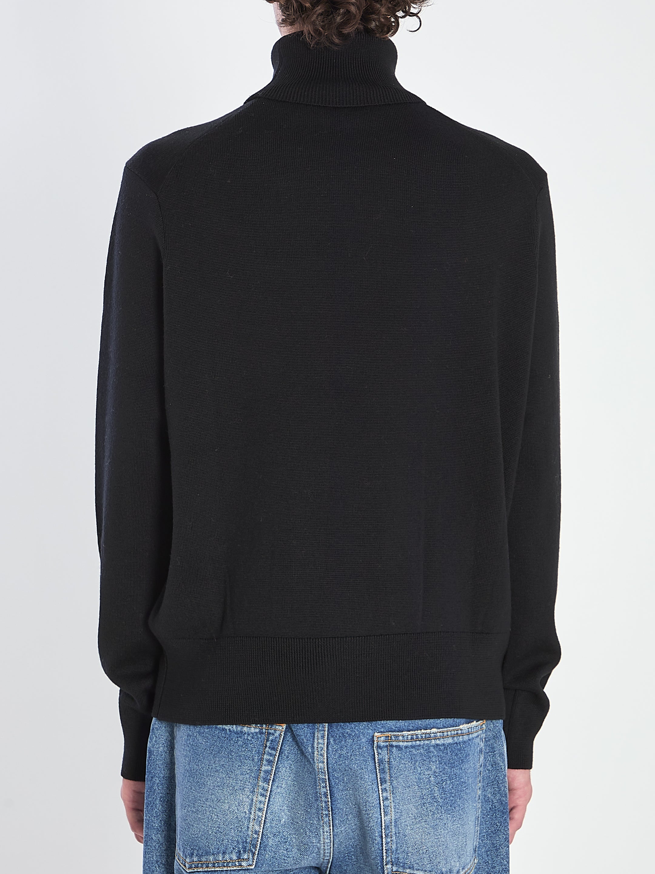 BLACK WOOL SWEATER AMI Paris