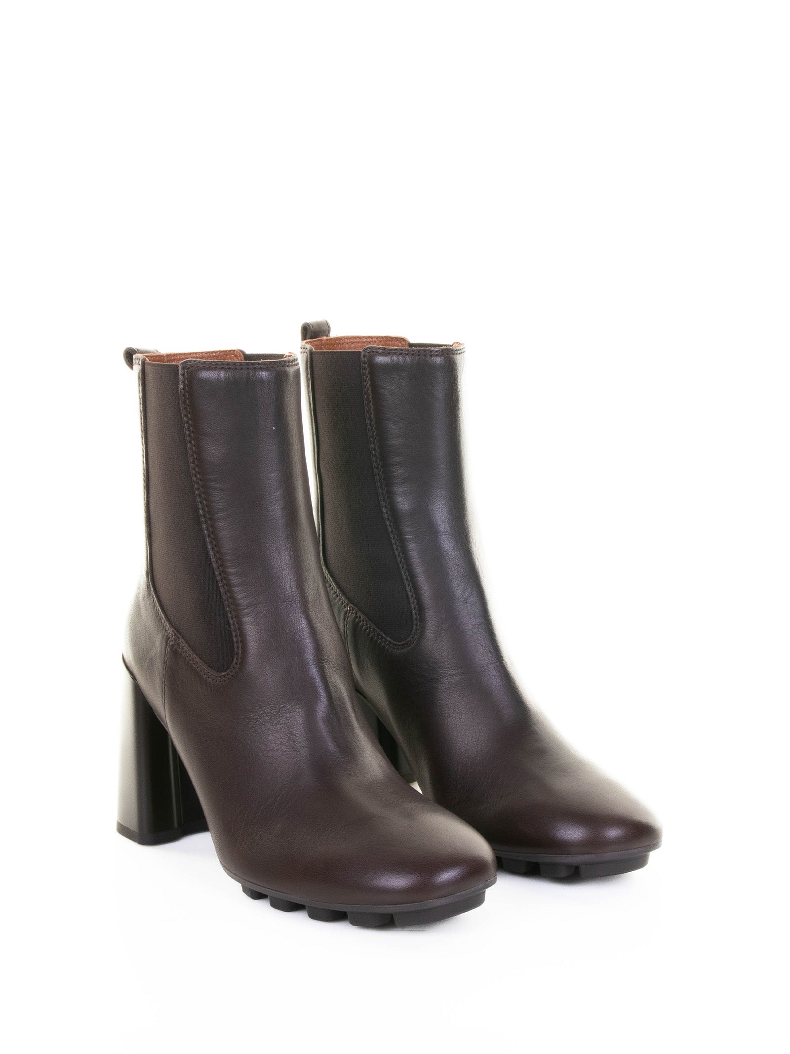 HOGAN DARK BROWN LEATHER ANKLE BOOT Hogan