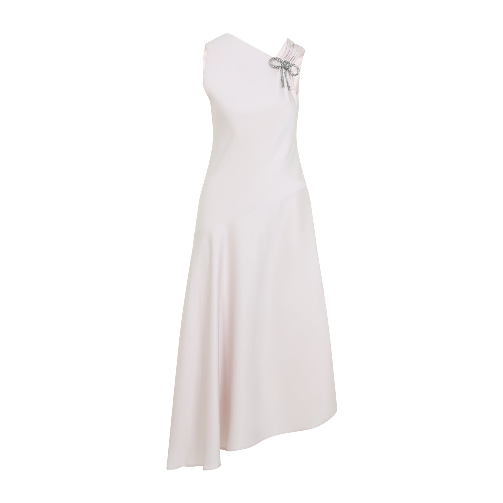 Pink and purple one-shoulder midi dress by Jil Sander, side angle view