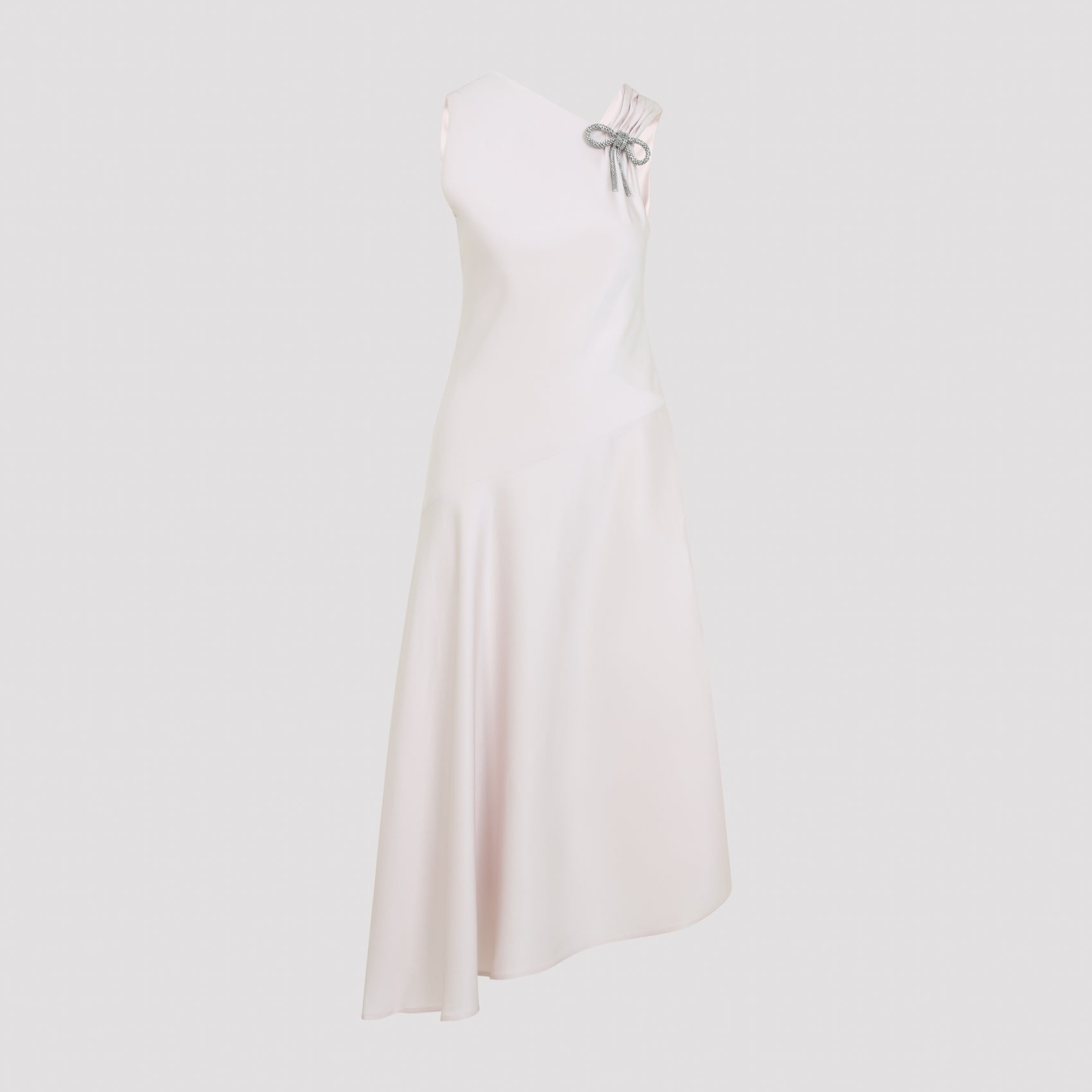 Jil Sander asymmetric midi dress with diagonal hemline, three-quarter view