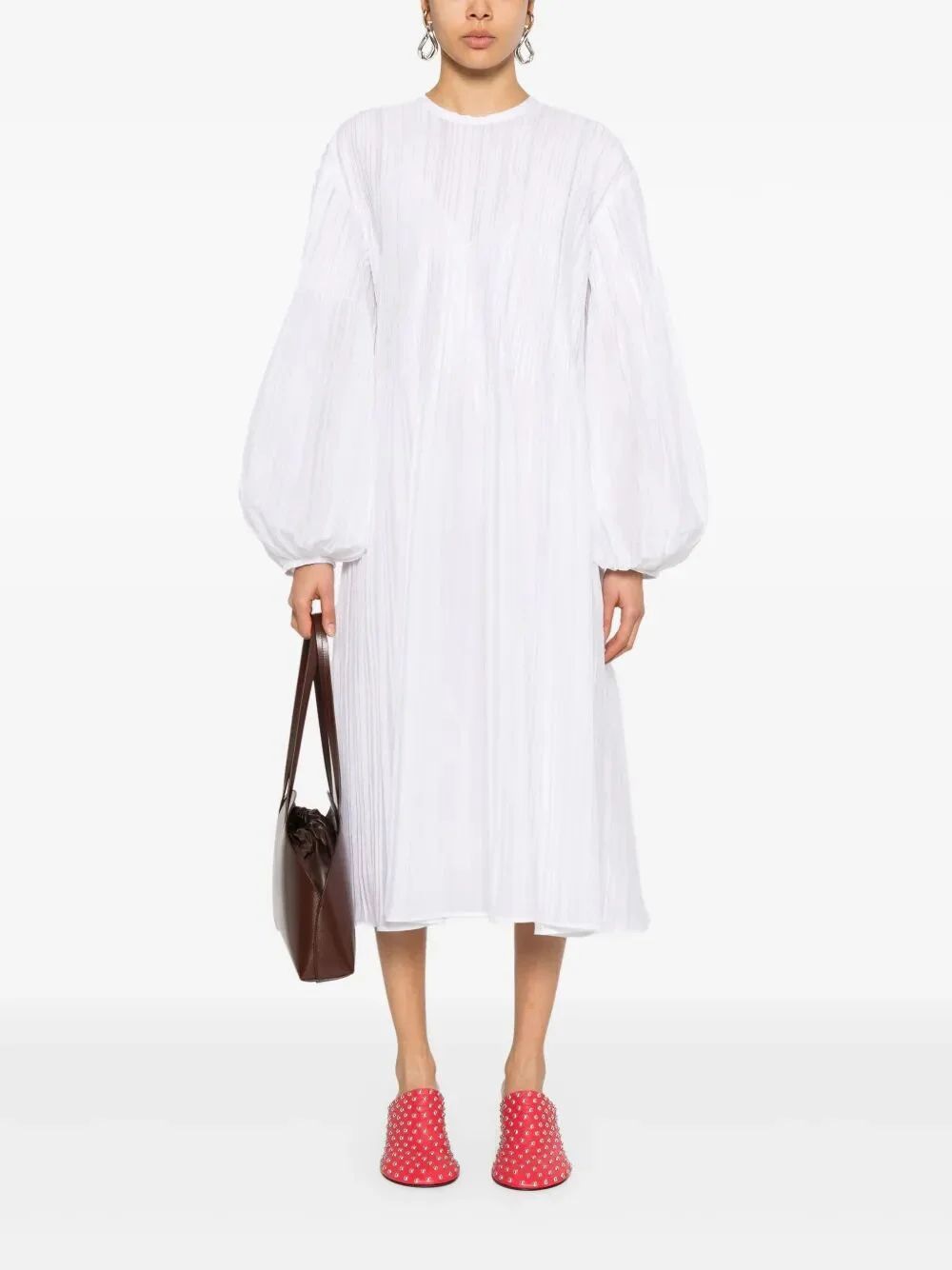 WHITE PLEATED DRESS Jil Sander