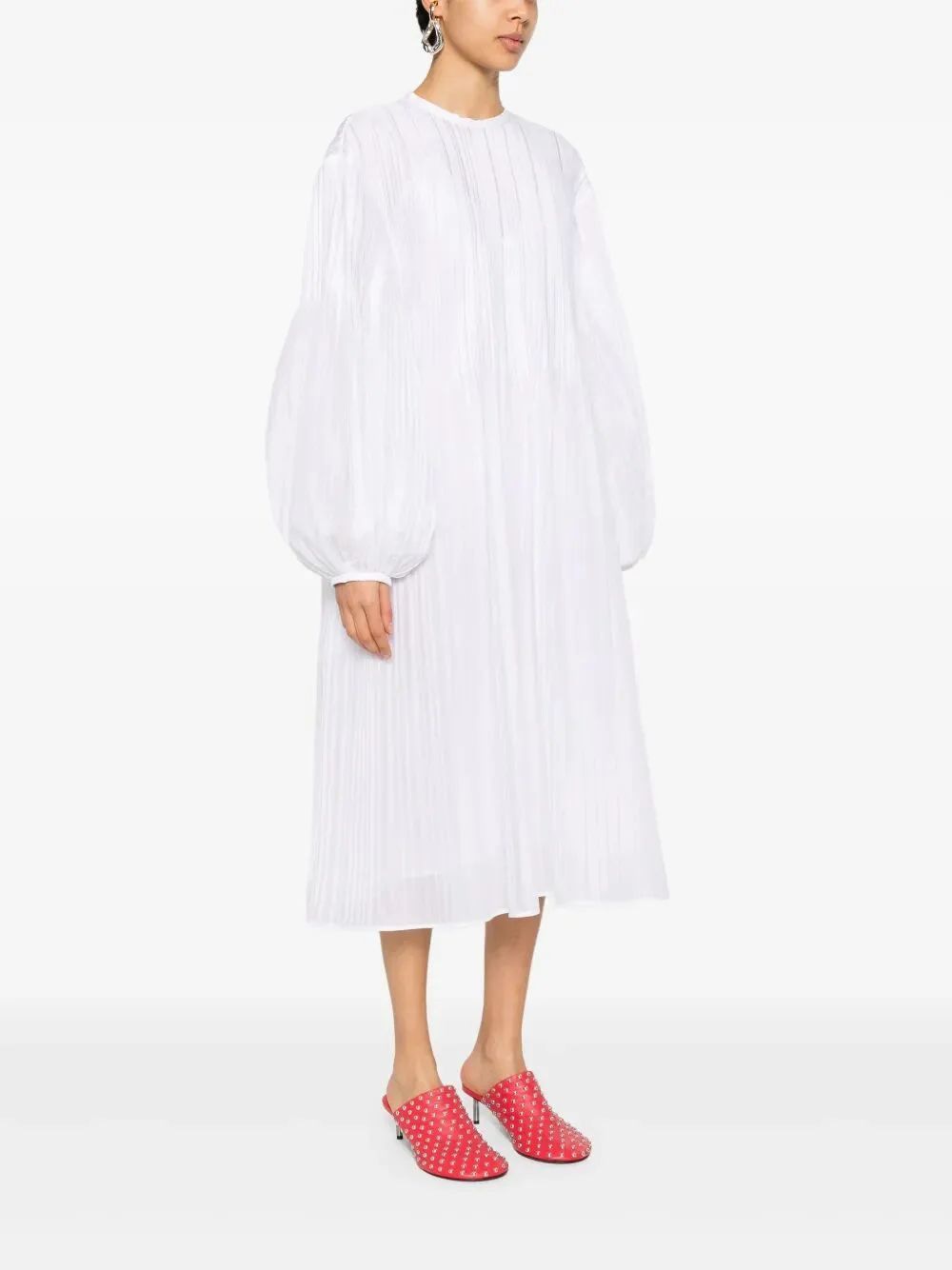 WHITE PLEATED DRESS Jil Sander
