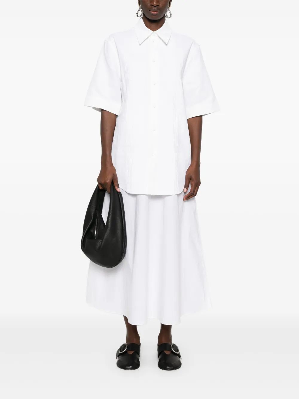 WHITE PLEATED WIDE SHIRT Jil Sander