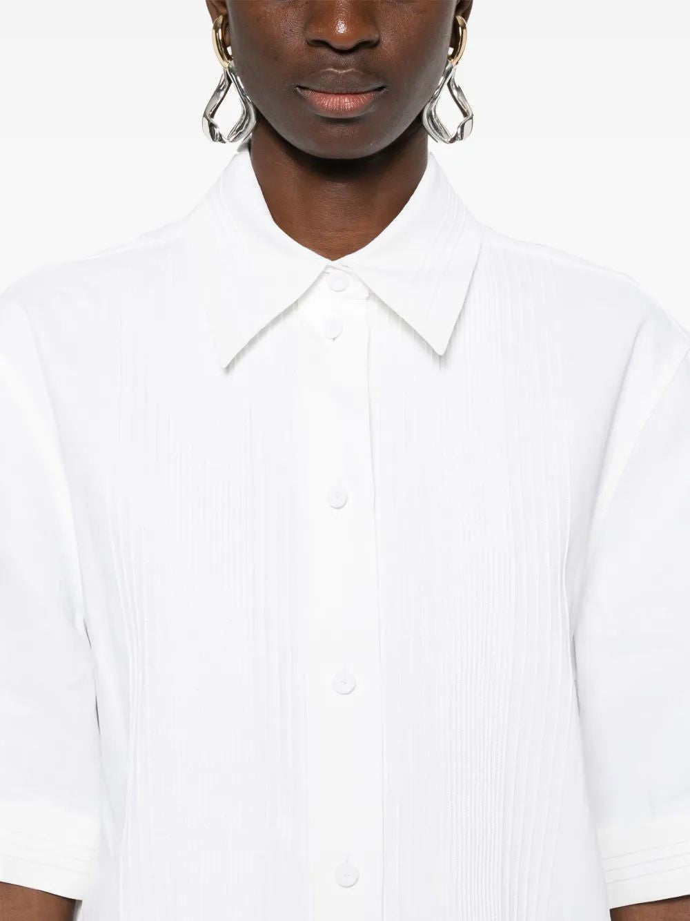 WHITE PLEATED WIDE SHIRT Jil Sander