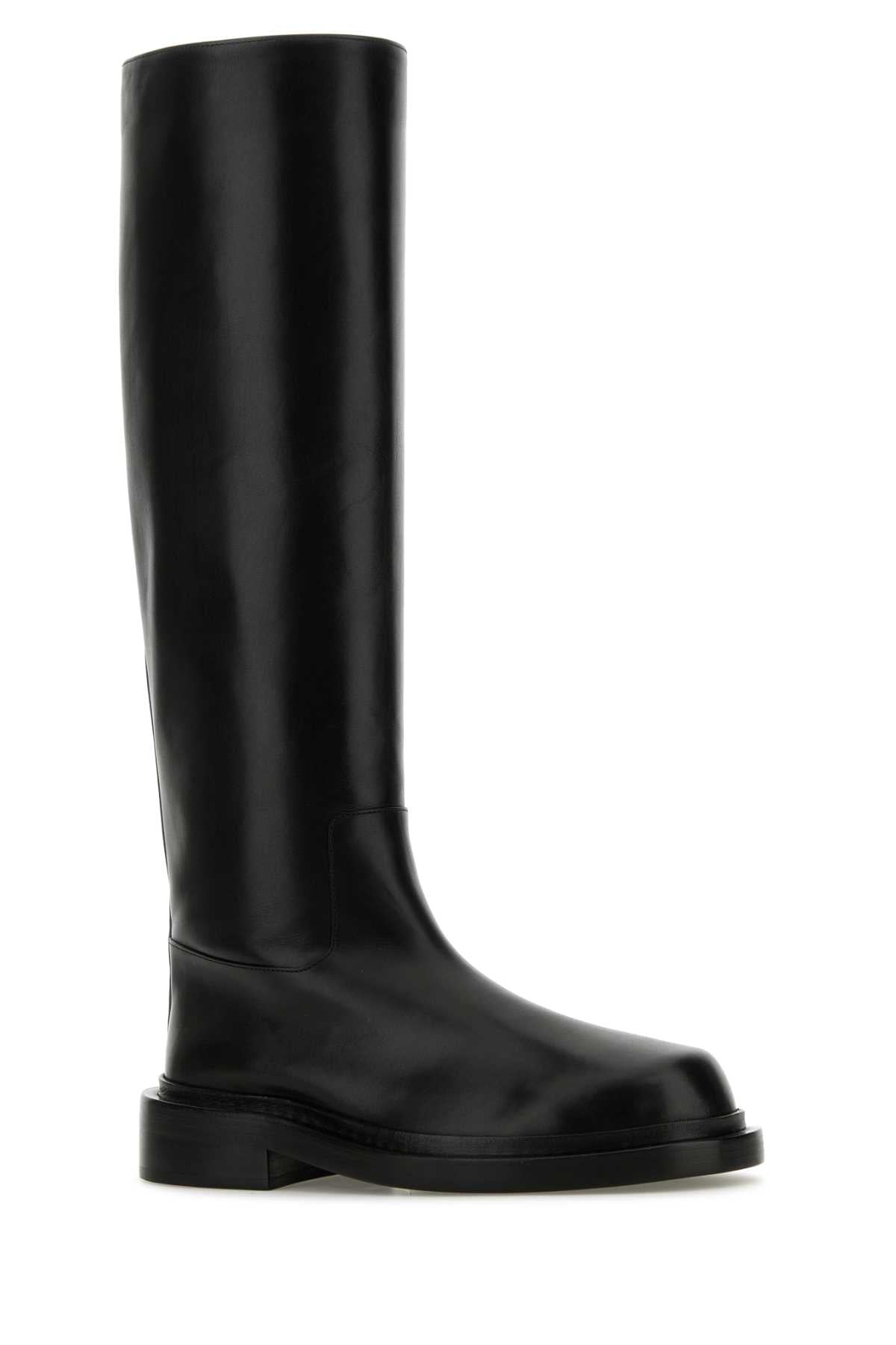 BLACK LEATHER BOOTS Jil Sander