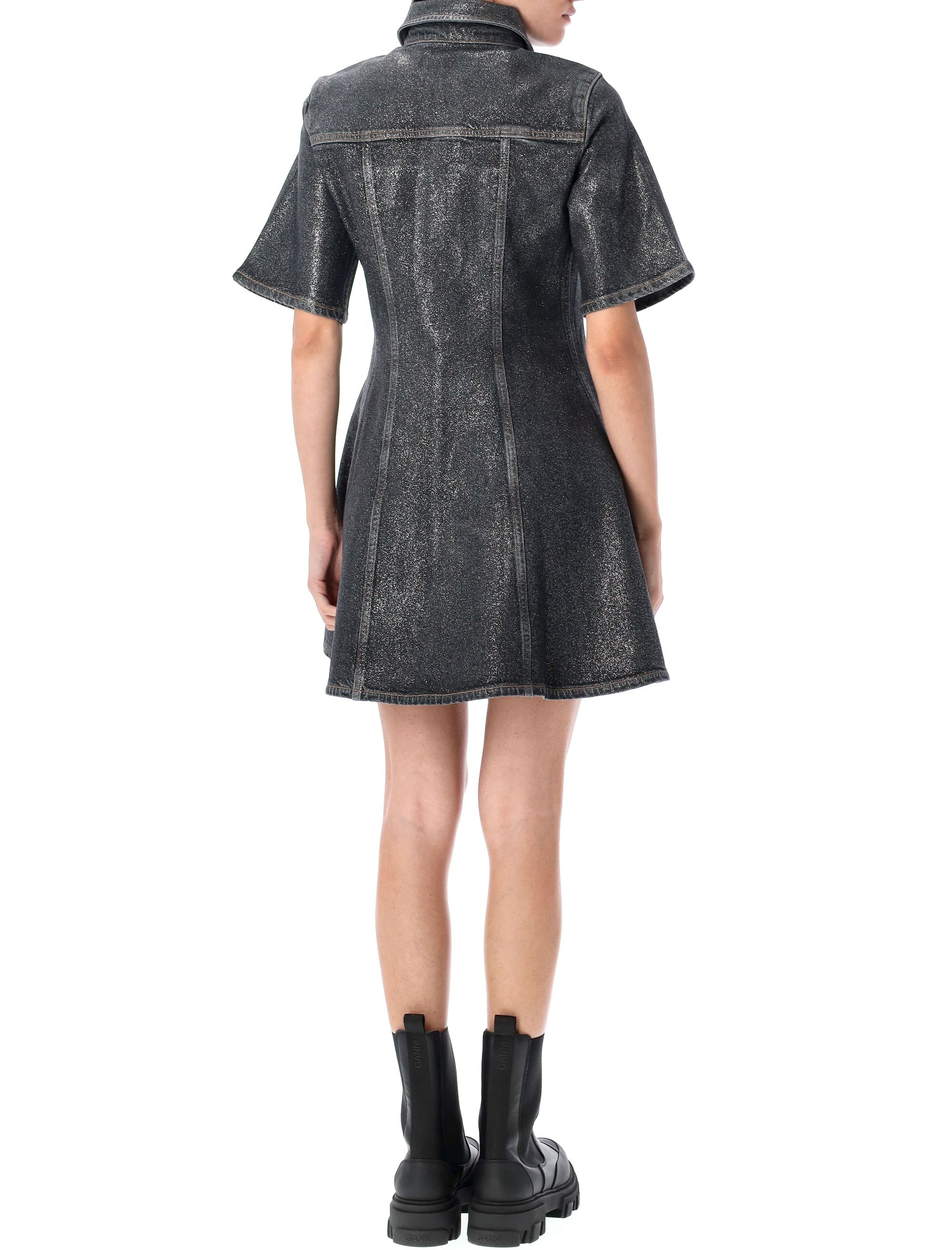 SHIMMERY FOIL DENIM MINI DRESS Ganni