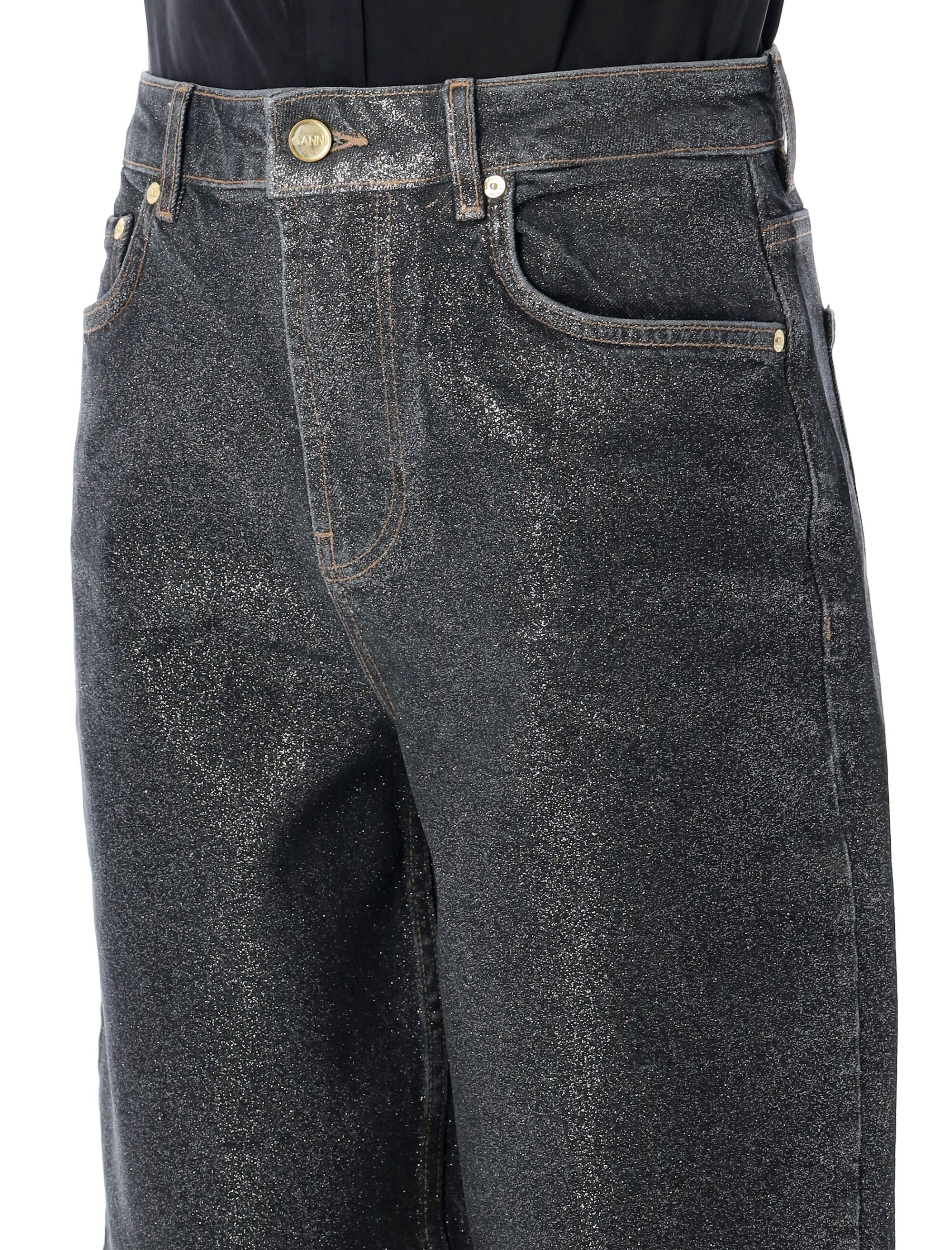 SHIMMERY FOIL STARY JEANS Ganni