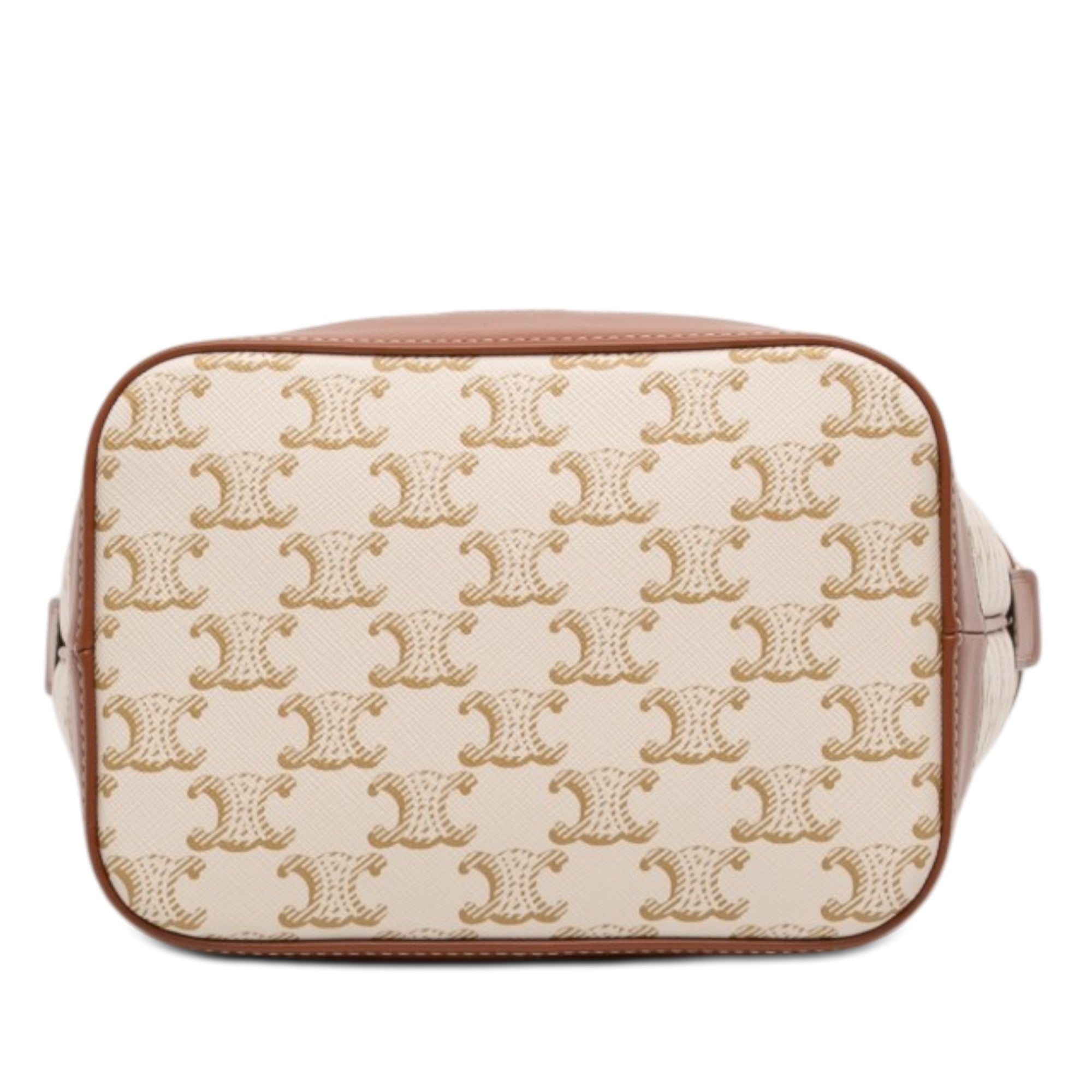Beige Celine Small Triomphe bucket bag, back view