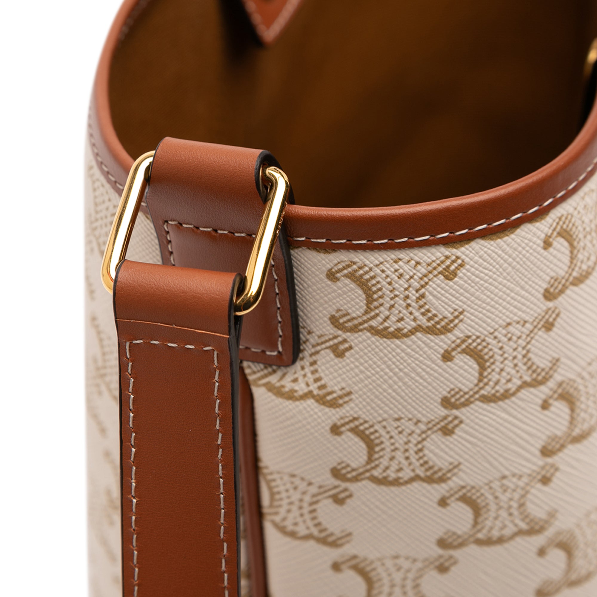 Celine Small Triomphe bucket bag, adjustable leather shoulder strap detail