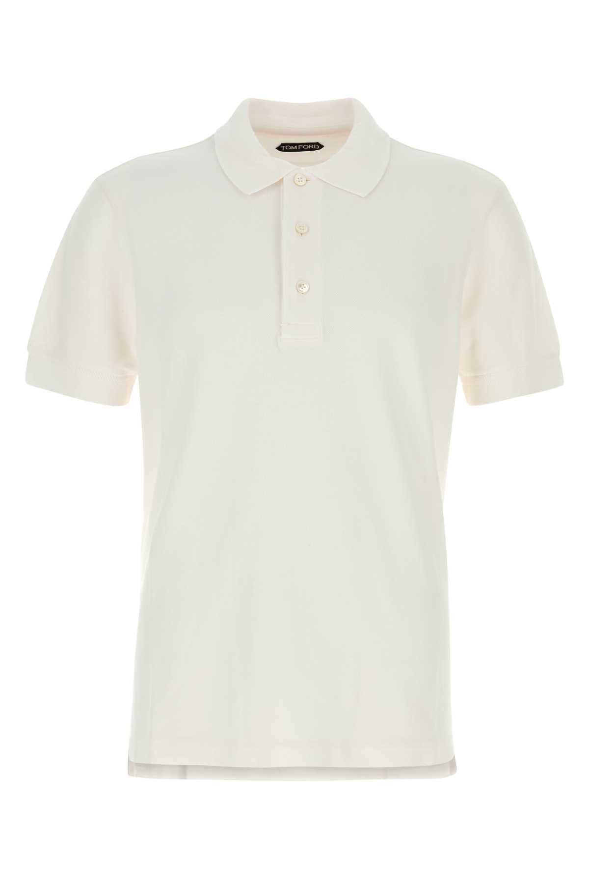 COTTON BLEND PIQUÉ POLO SHIRT Tom Ford White 54