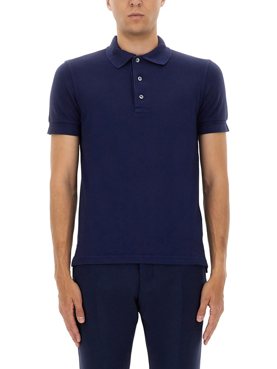 COTTON BLEND PIQUÉ POLO SHIRT Tom Ford blue 48