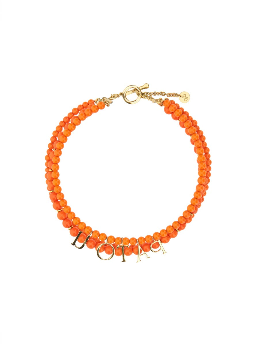 GLASS AND BRASS BEAD NECKLACE Patou