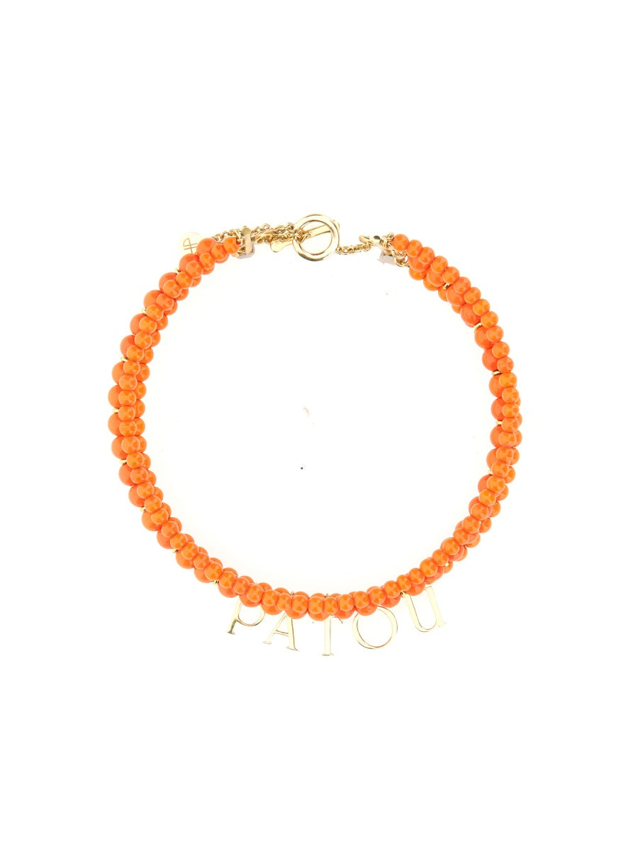 GLASS AND BRASS BEAD NECKLACE Patou ORANGE UNI