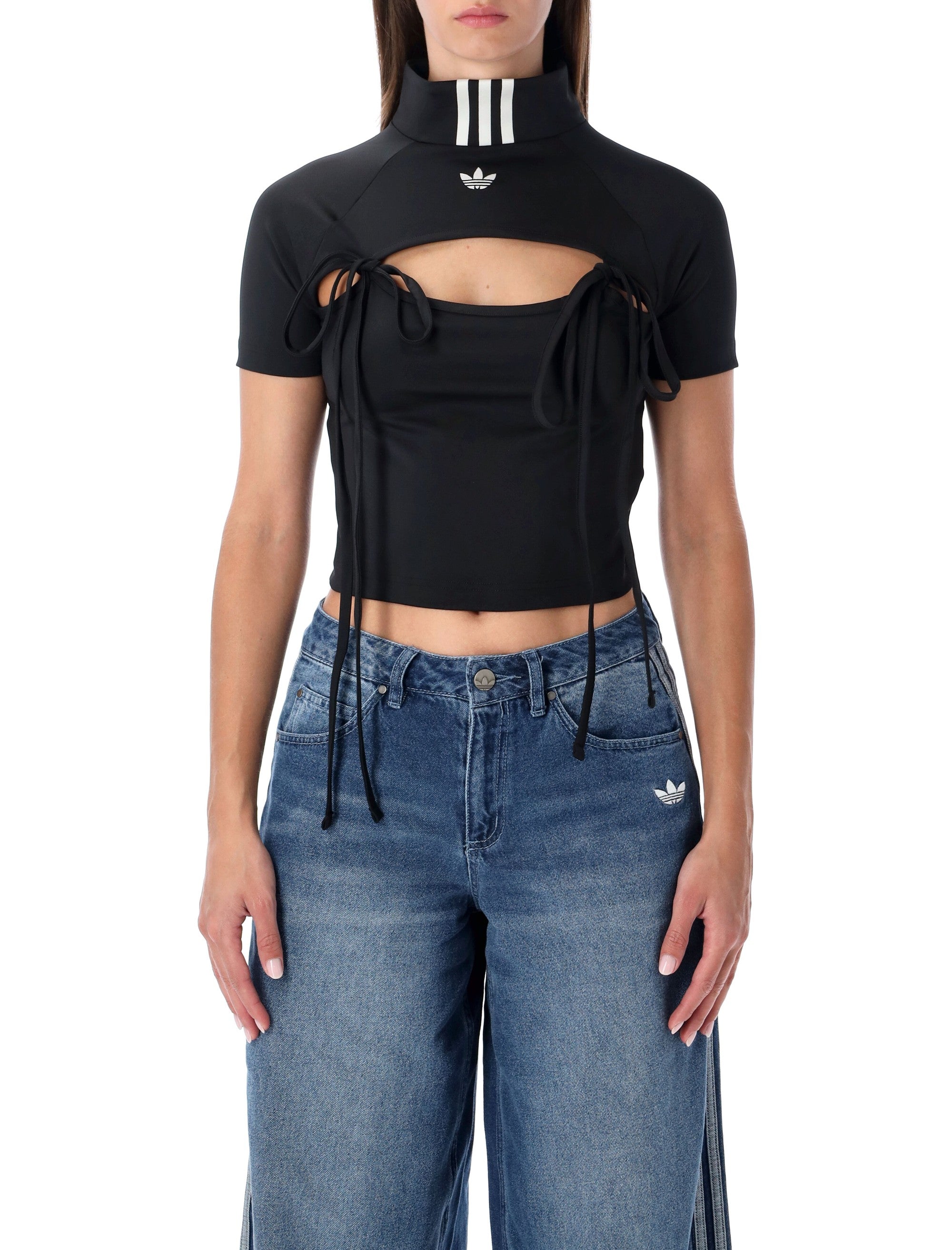 ADIDAS BLACK CUT-OUT RIBBON CROP TOP – Lord & Taylor