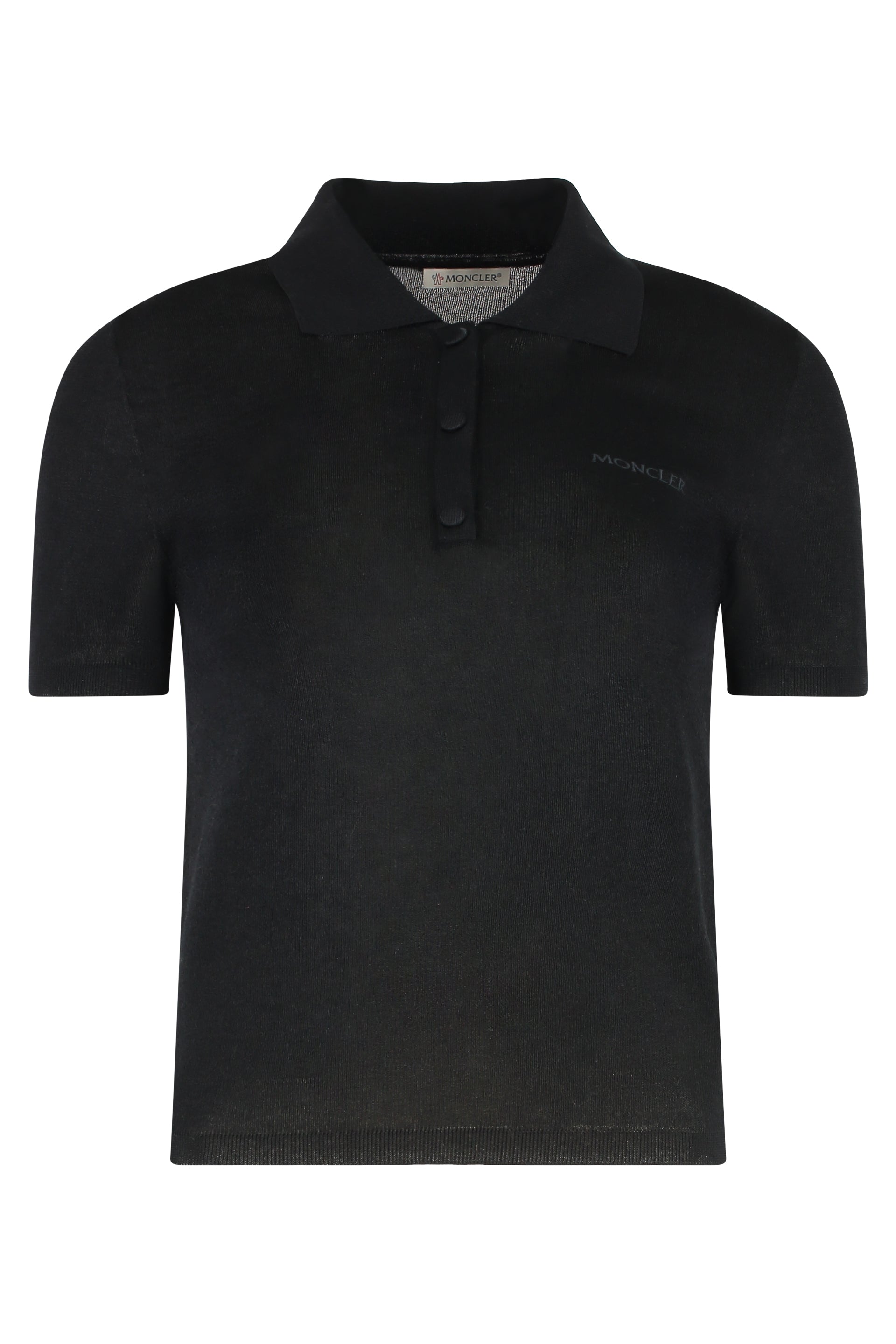 KNITTED COTTON BLEND POLO SHIRT Moncler black XS