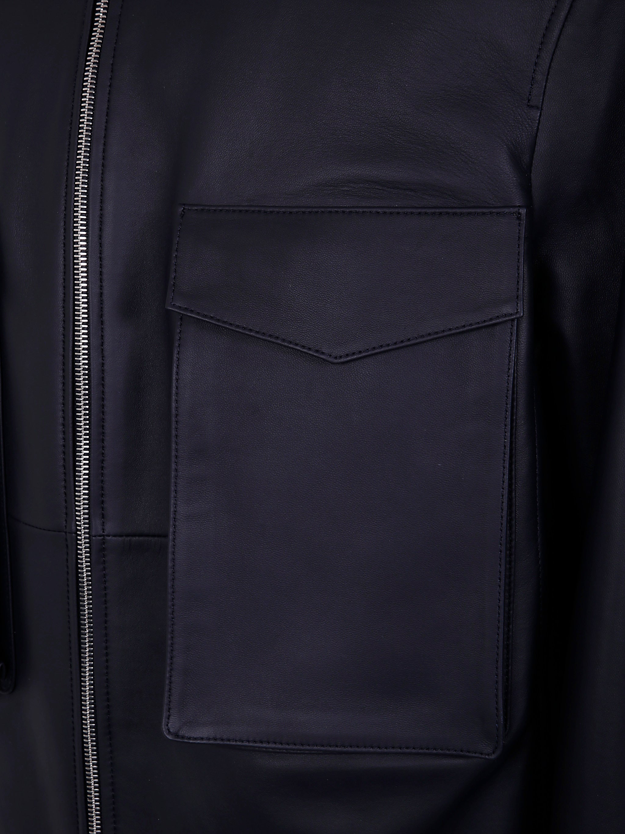 LEATHER PATCH POCKET BOMBER JACKET DESA