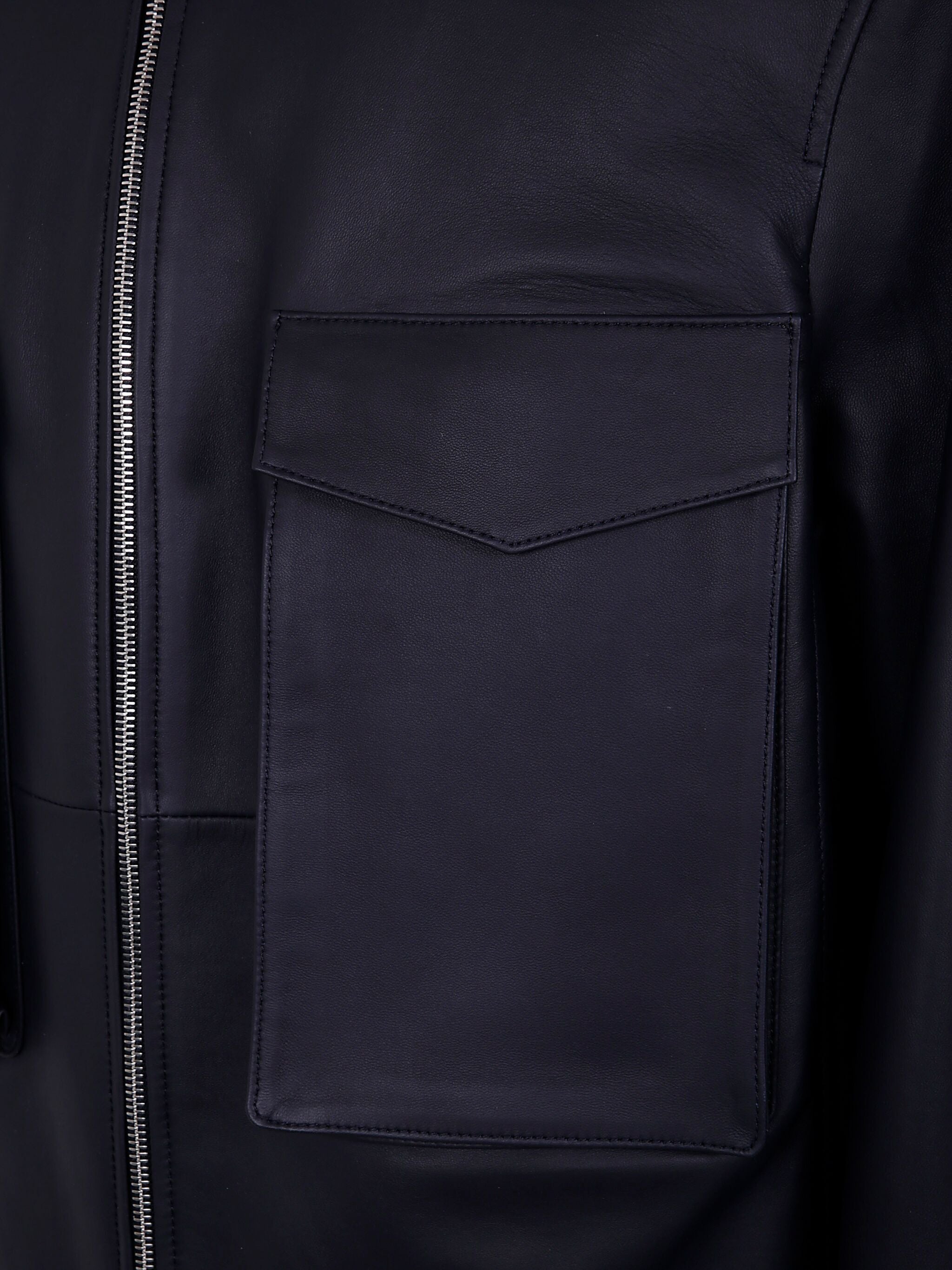 LEATHER PATCH POCKET BOMBER JACKET DESA