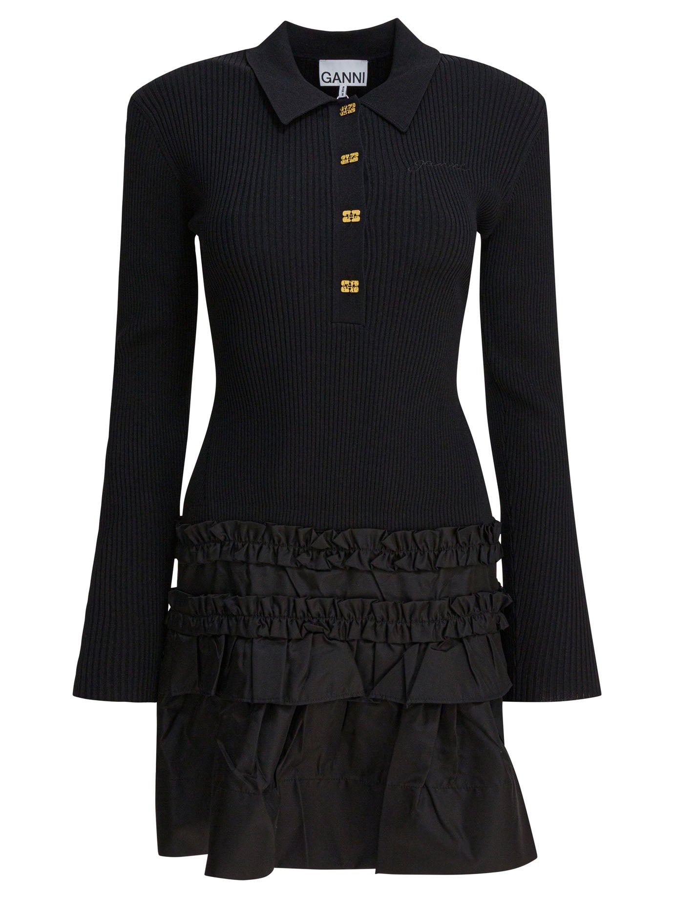 FLARED DRESS Ganni BLACK S