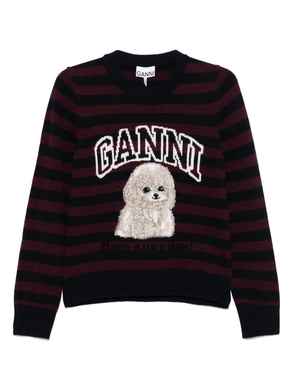 POODLE WOOL CREWNECK SWEATER Ganni BORDEAUX 3XS