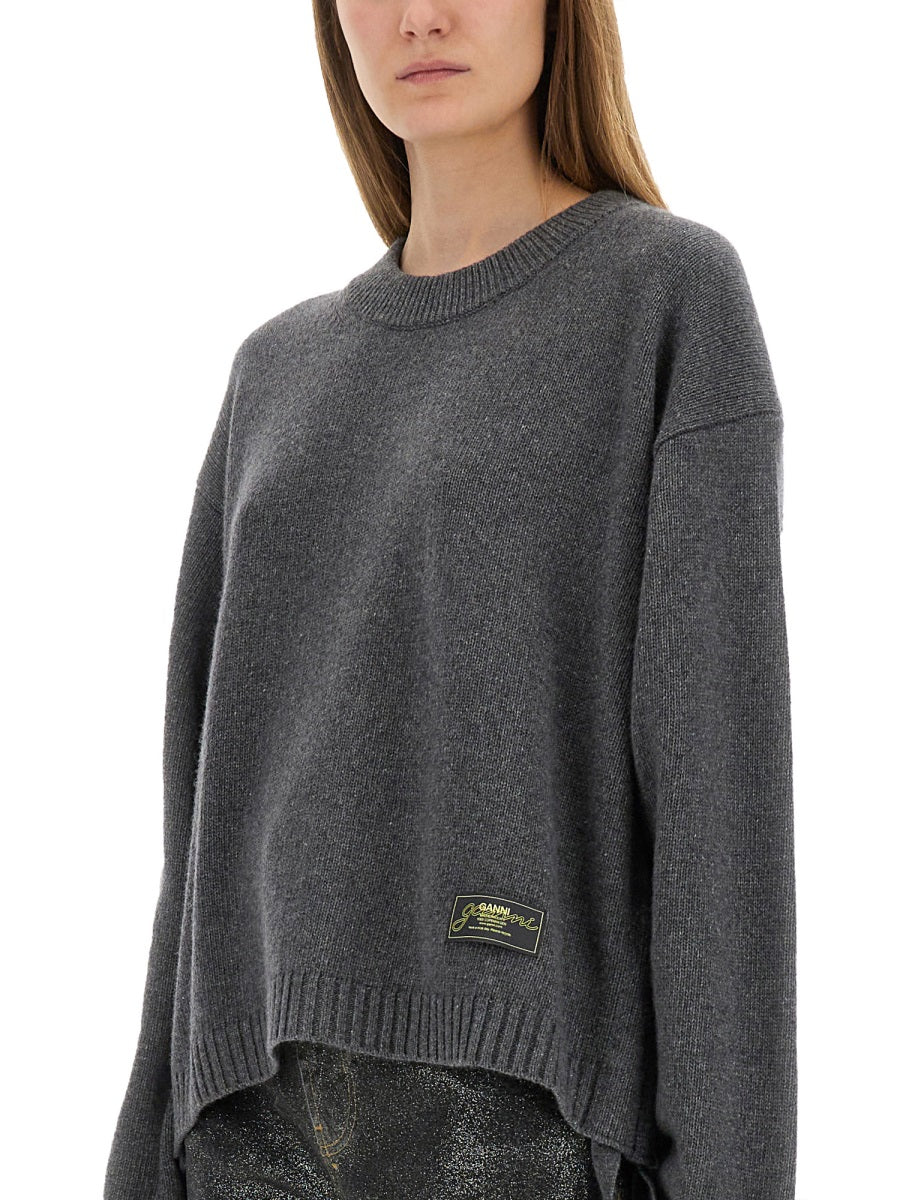 GREY RECYCLED WOOL SWEATERS Ganni