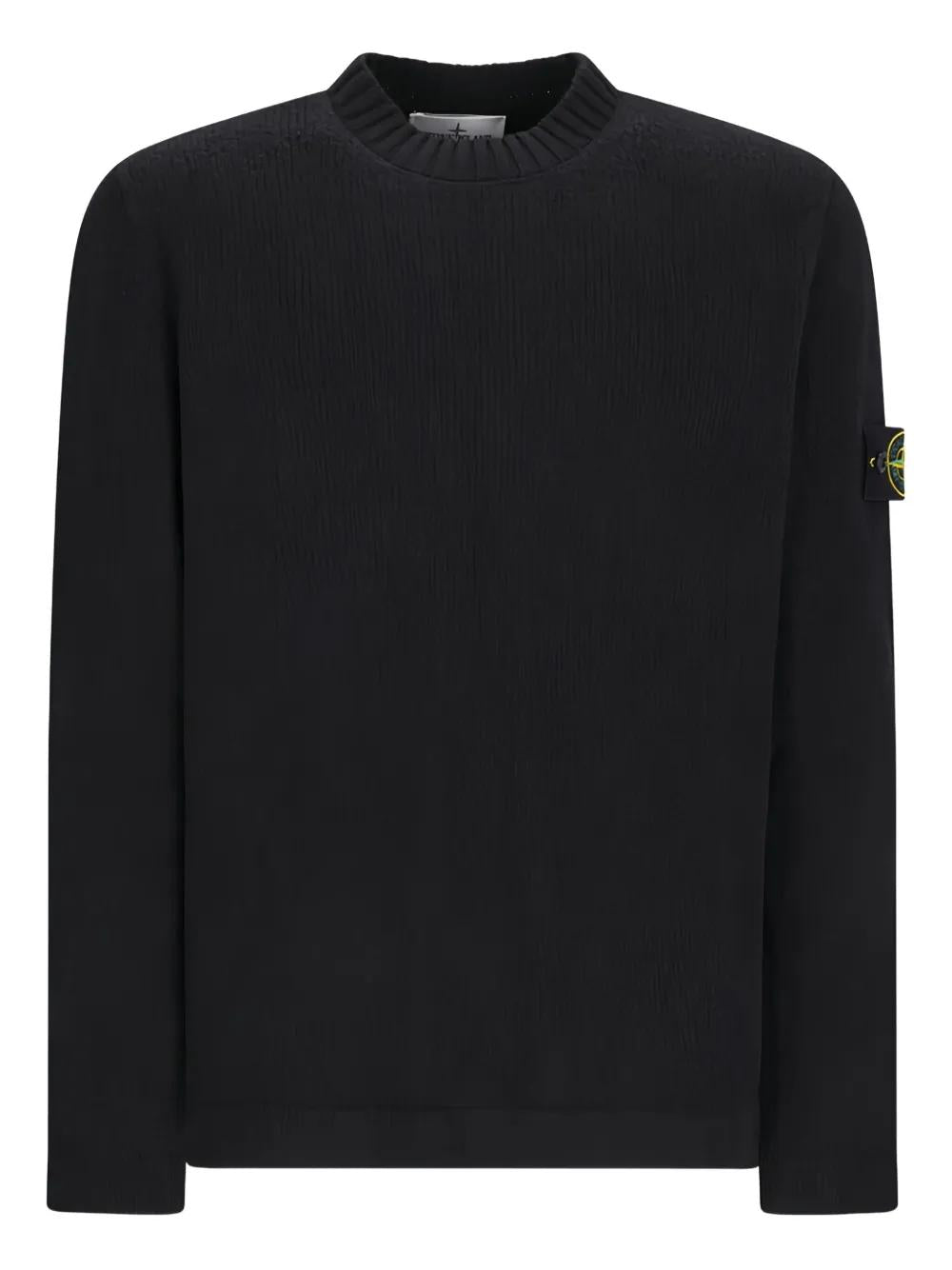CREW NECK SWEATER WITH BRUSHED TEXTURE. Stone Island BLACK S