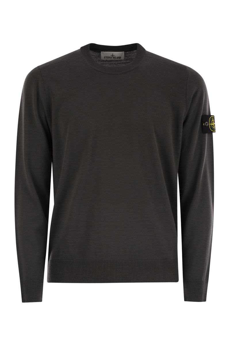 CREW NECK SWEATER WITH COMPASS BADGE Stone Island LEAD GREY S