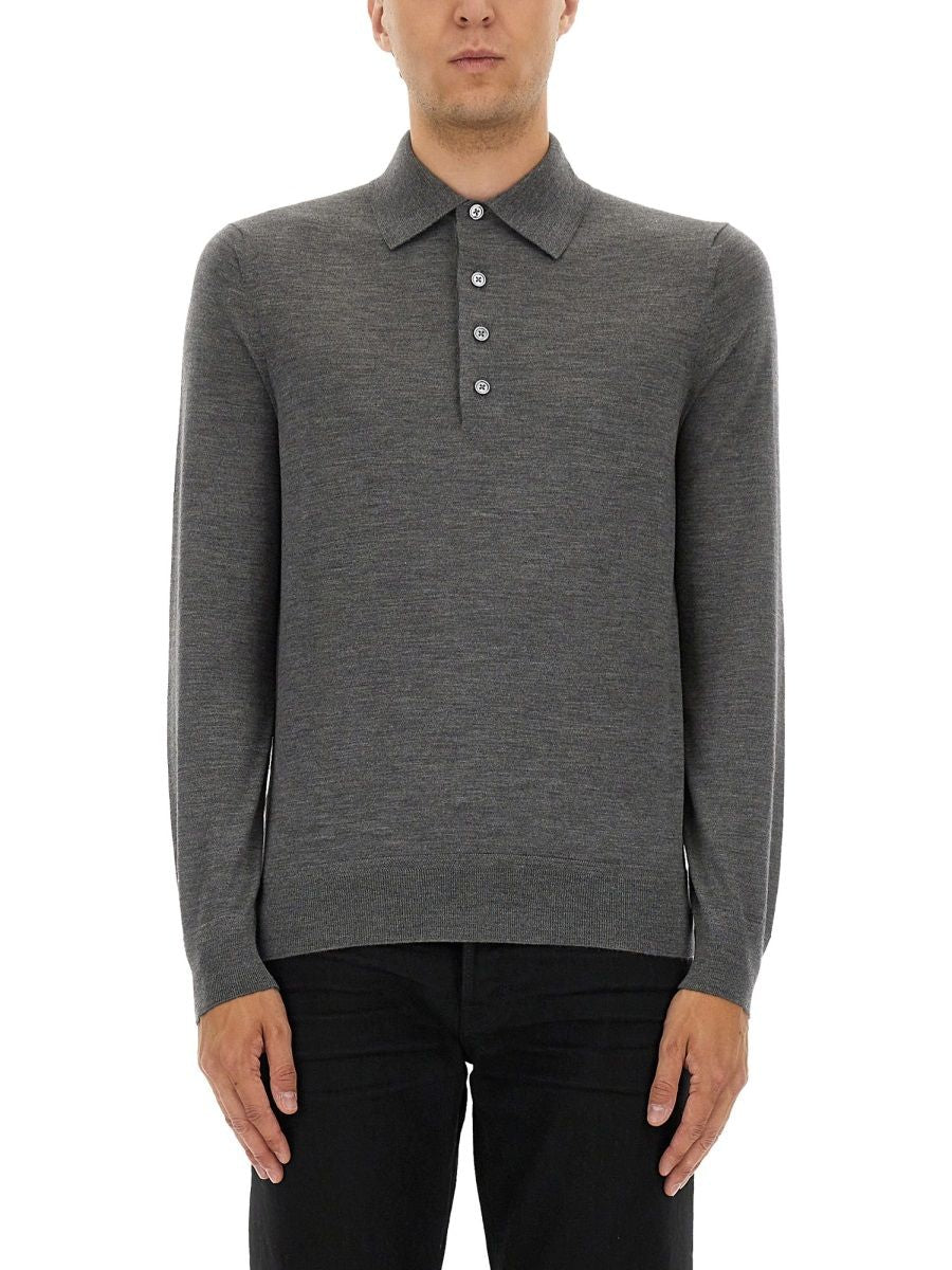 GREY WOOL POLO SHIRTS Tom Ford GREY 50