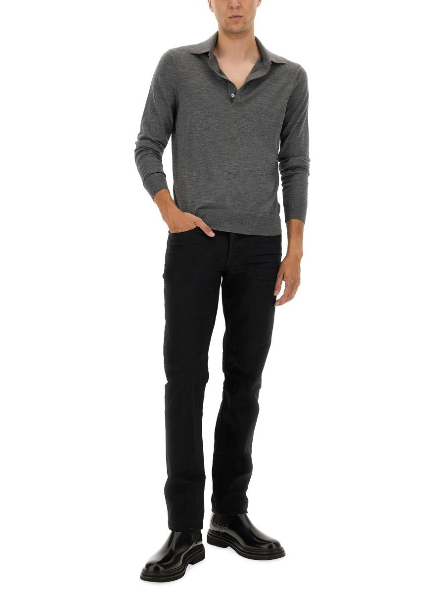 GREY WOOL POLO SHIRTS Tom Ford