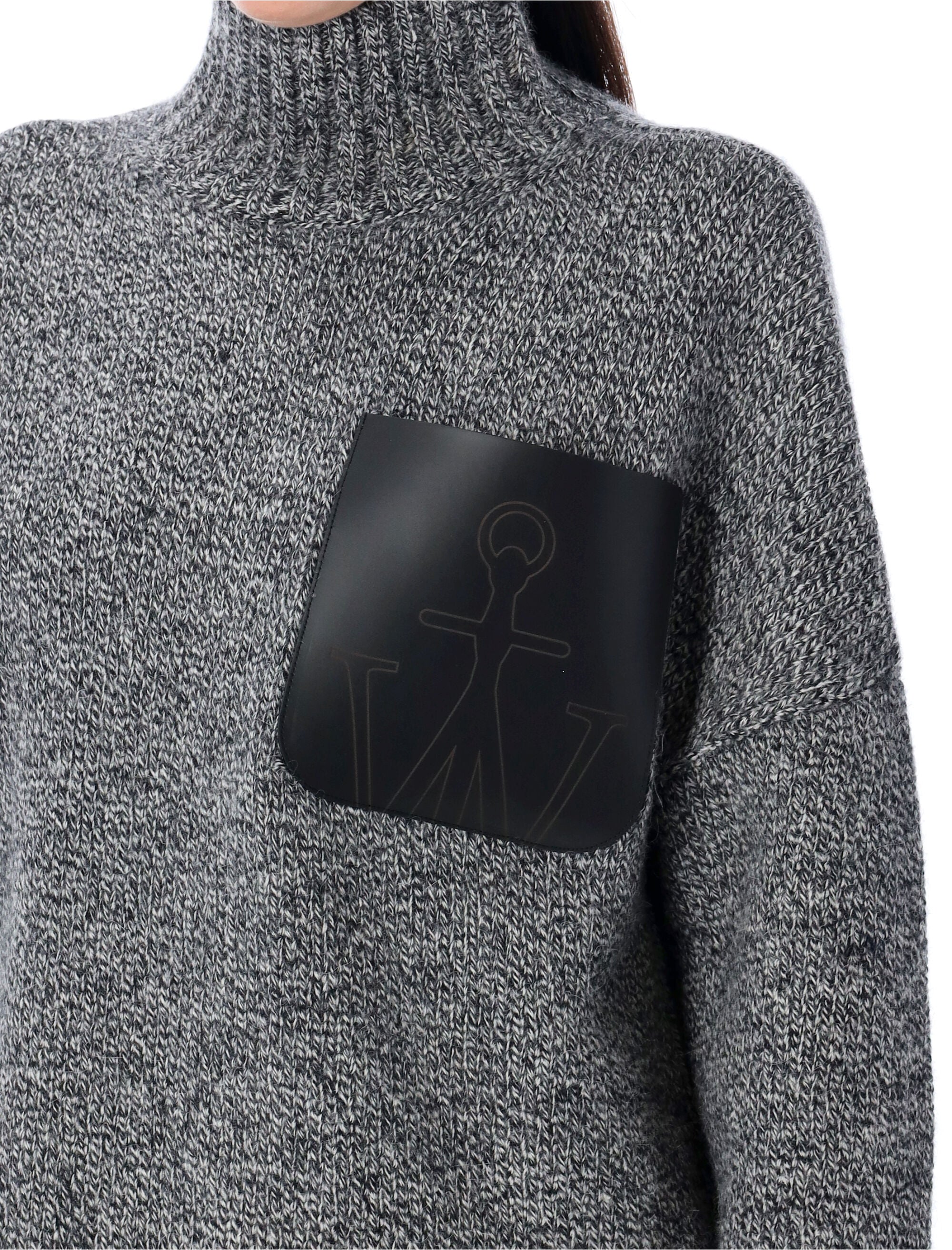HIGH NECK KNIT LEATHER PATCH Jw Anderson
