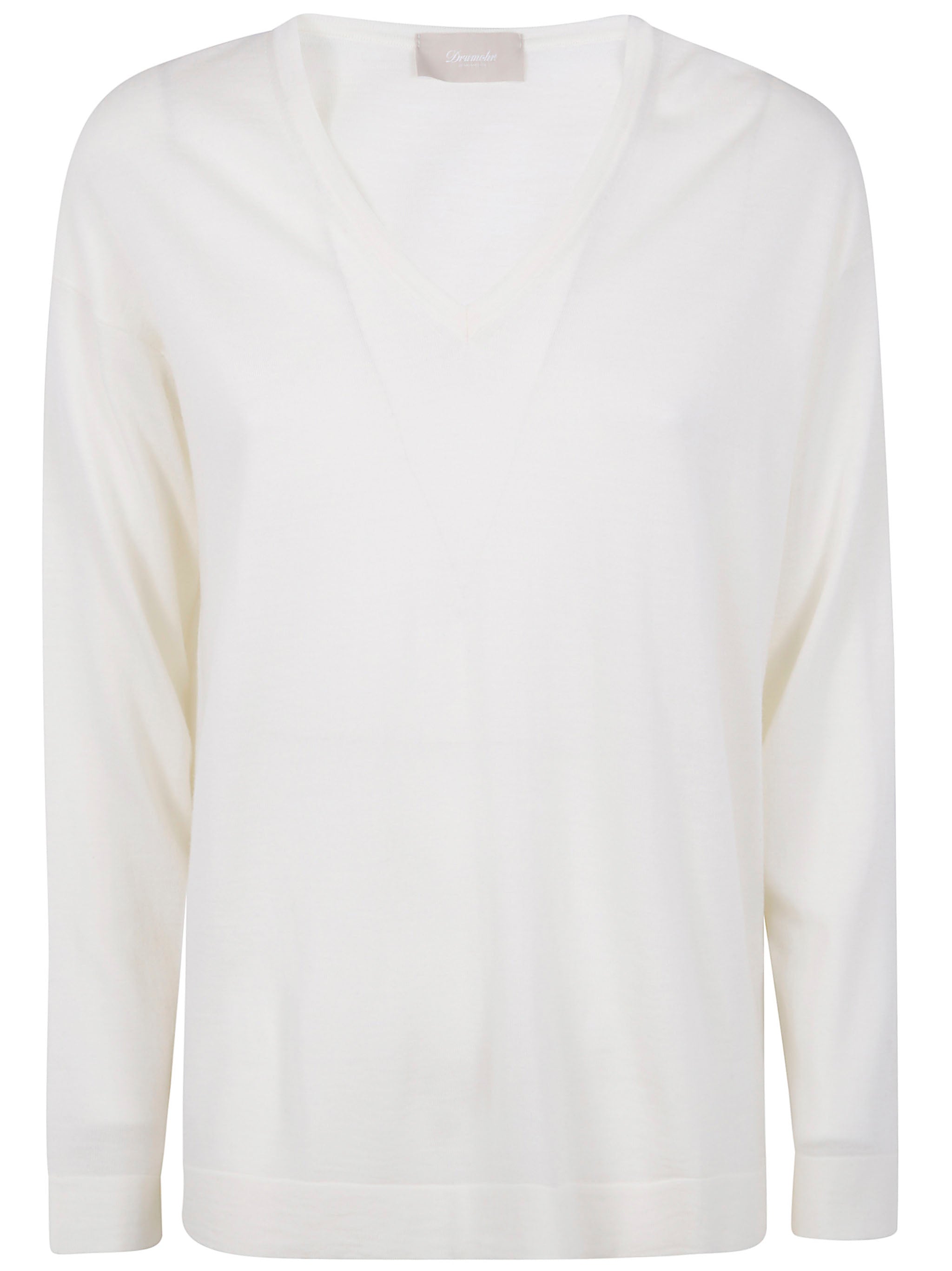 LONG SLEEVE V-NECK EXTRAFINE SWEATER Drumohr NUDE & NEUTRALS XS