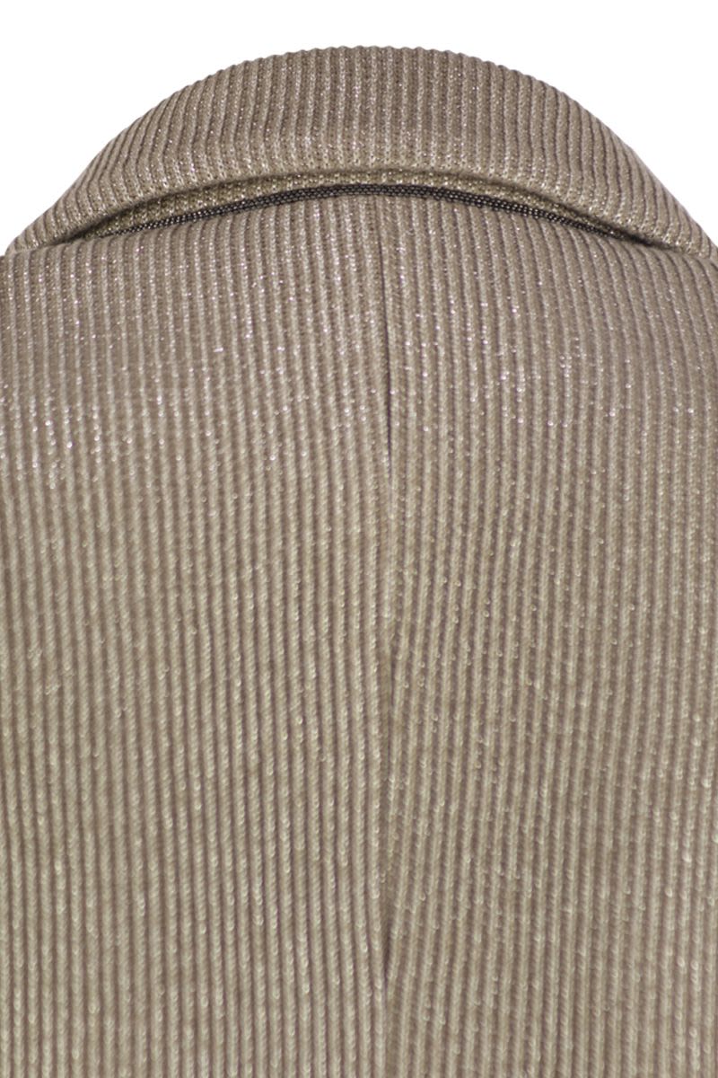 SPARKLING ENGLISH RIB COTTON AND VISCOSE KNITTED JACKET WITH MONILI Brunello Cucinelli