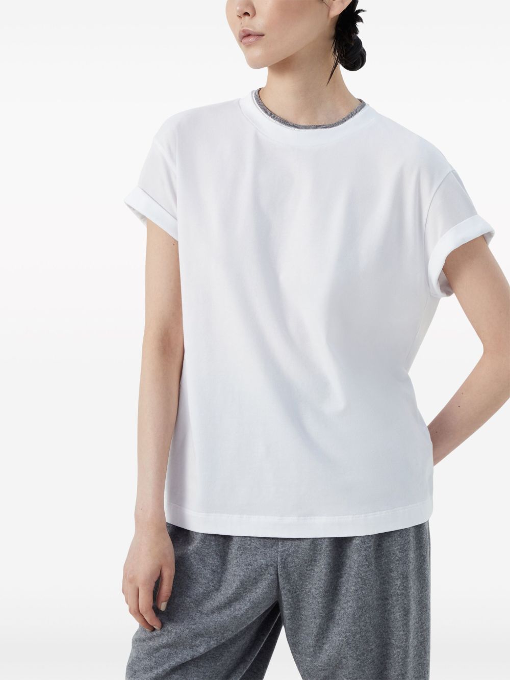 T-SHIRT WITH CONTRASTING TRIM Brunello Cucinelli
