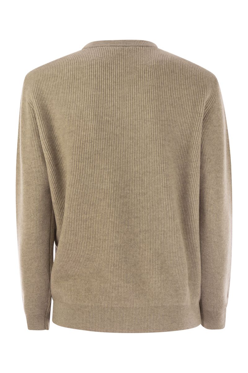 ENGLISH RIB CASHMERE SWEATER WITH MONILE Brunello Cucinelli
